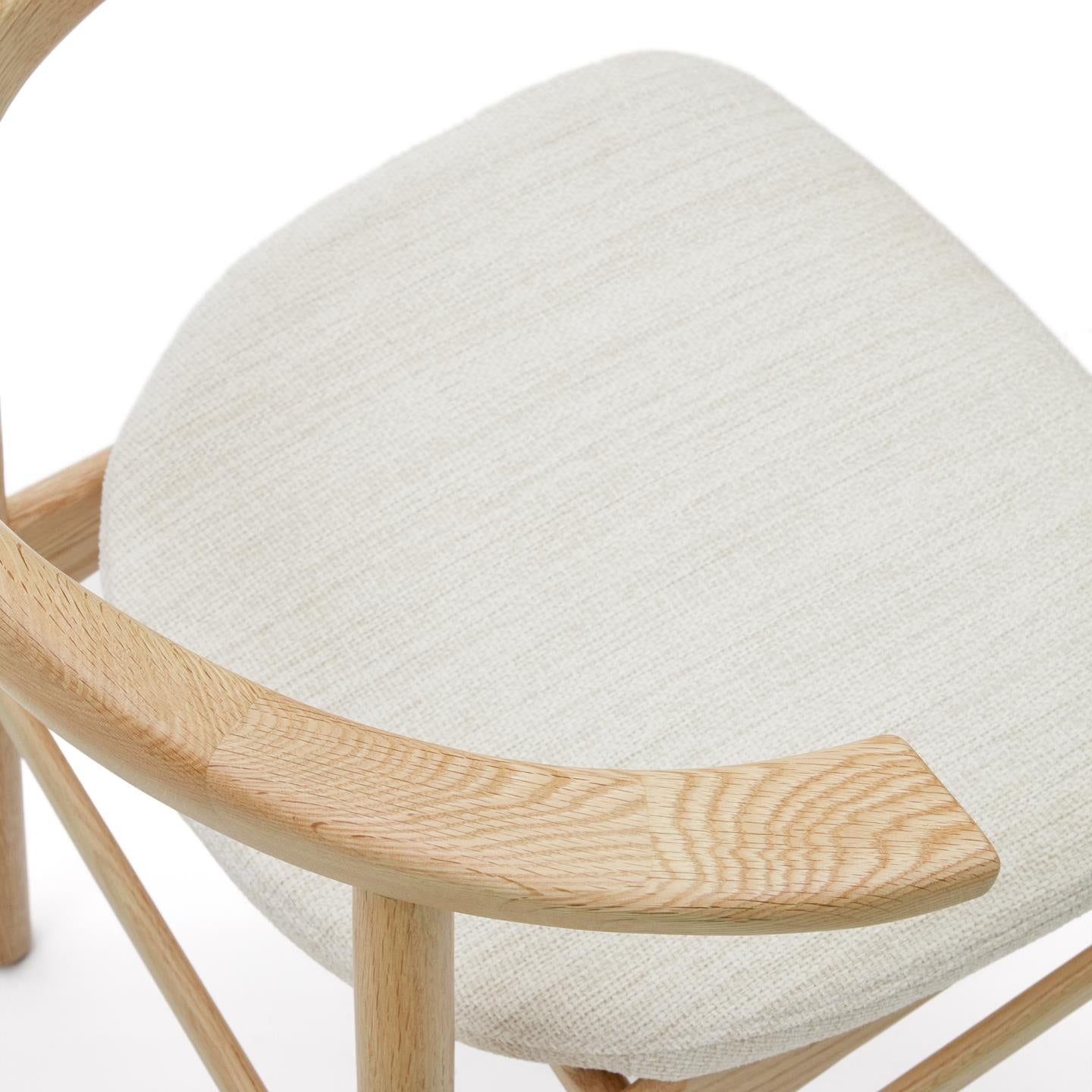 TIMONS Stuhl beige Chenille mit Eichengestell