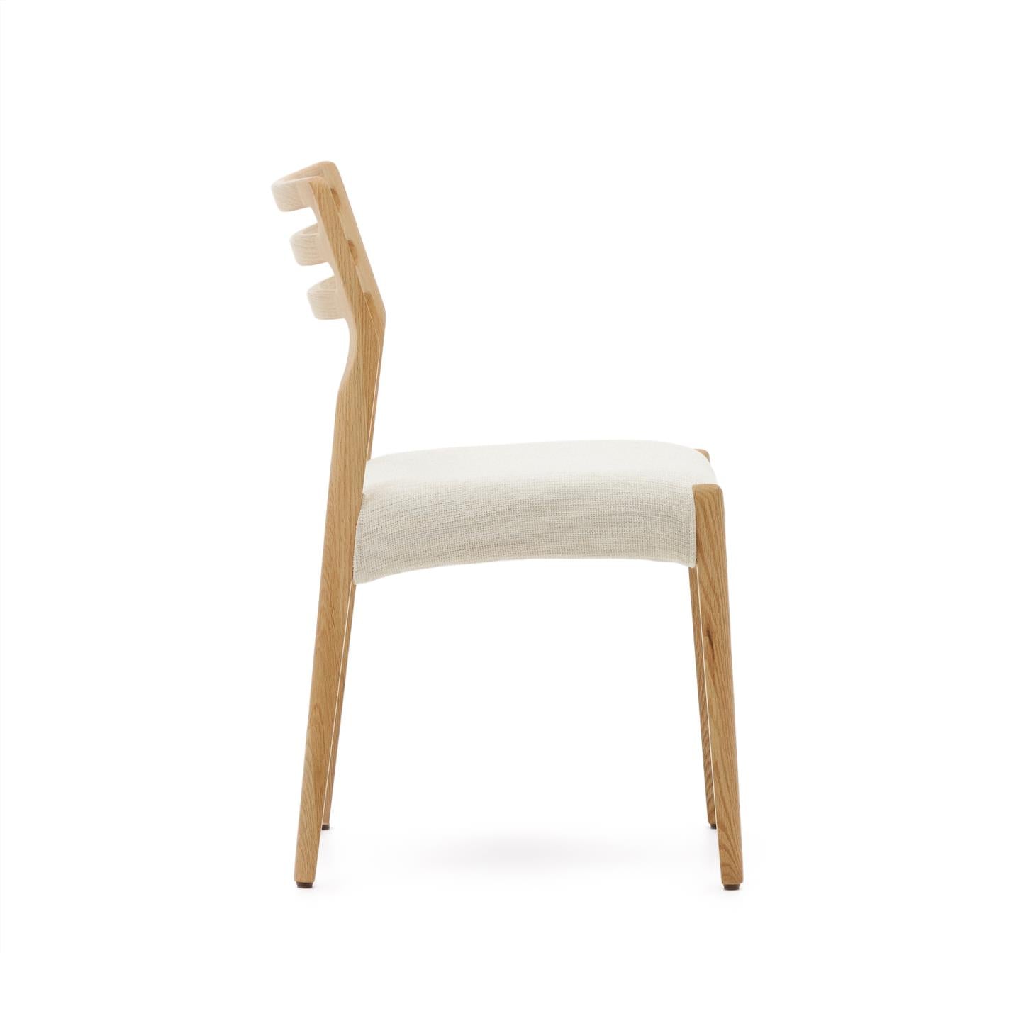 CUDIA Stuhl beige Chenille mit Eichengestell