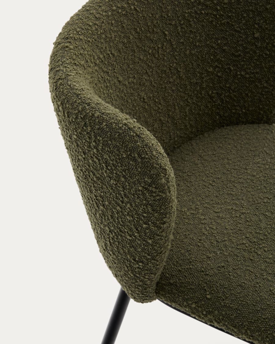 Stuhl im Stoff Boucle Ciselia Olive