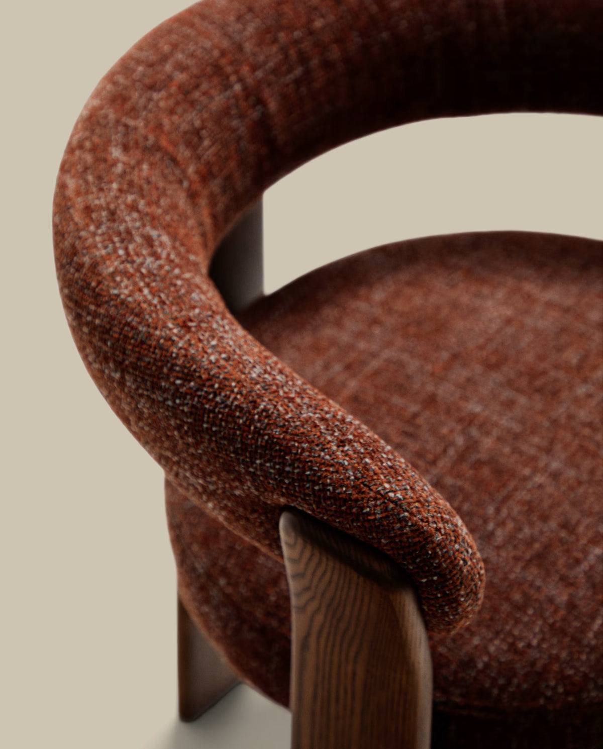 Sessel mit Armlehnen GRANITE braunes Chenille mit dunklem Eschenfuß