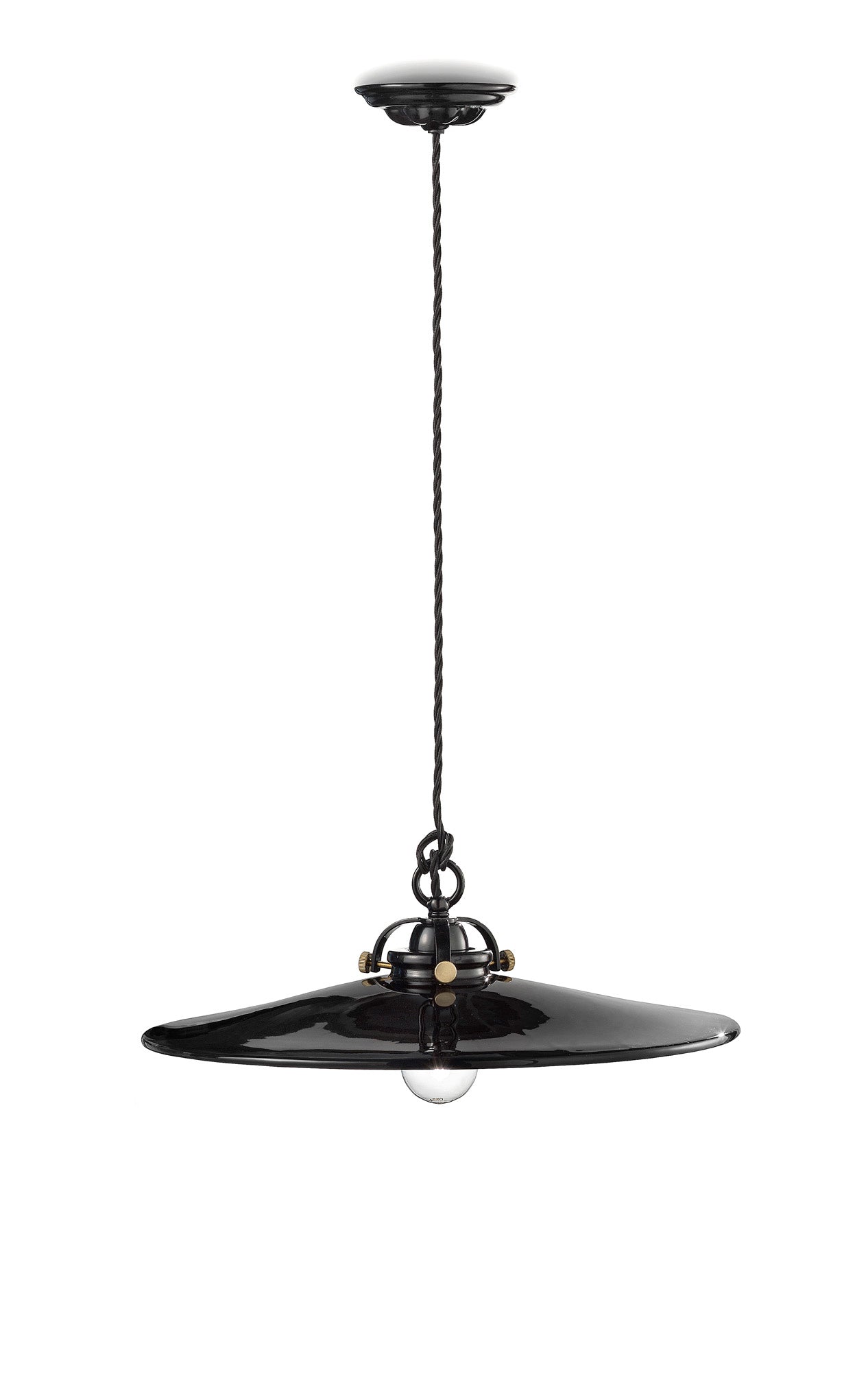B&amp;W Hängelampe aus schwarzer Keramik mit Messing-Finish 