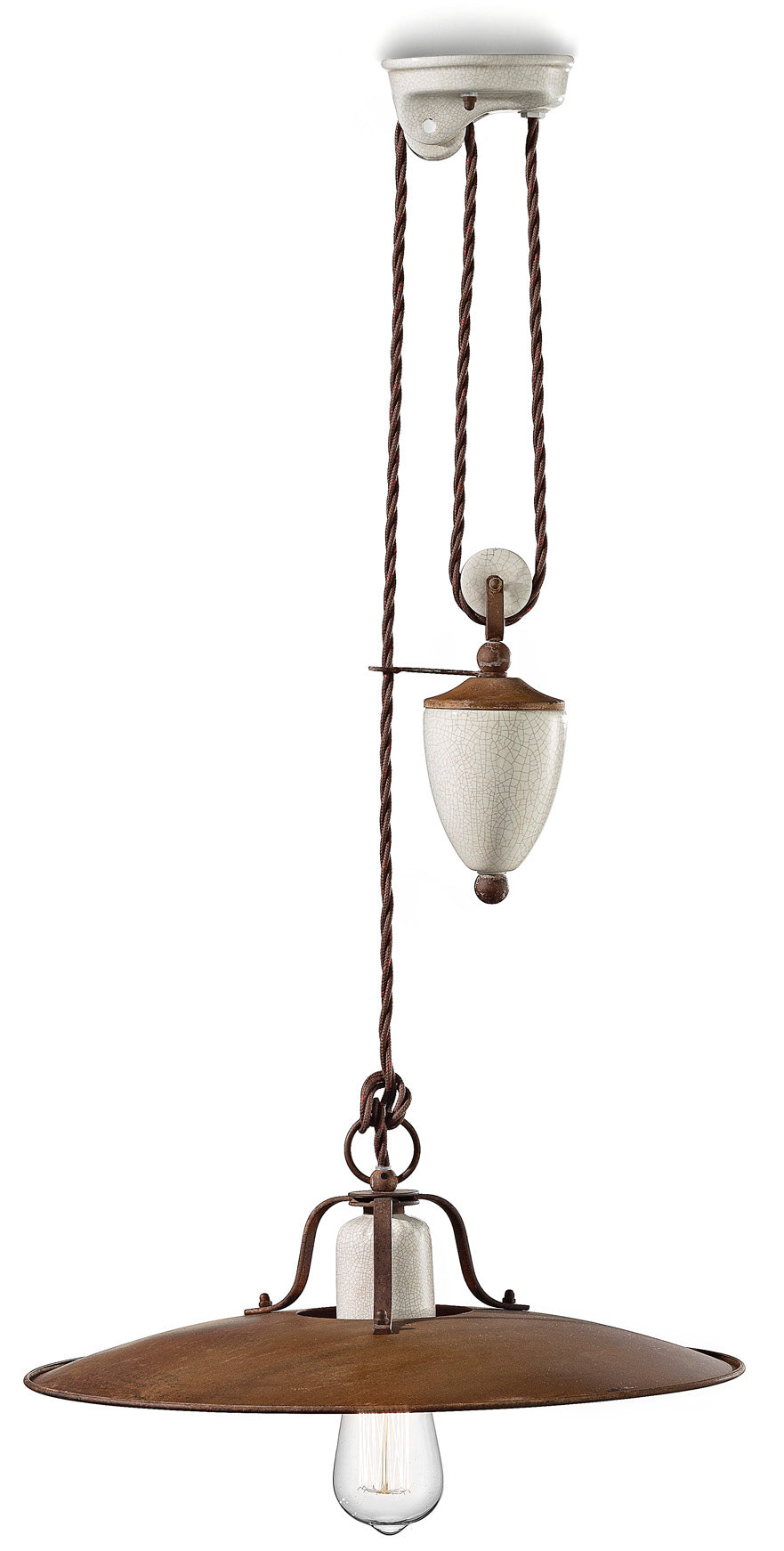 Rusty ceramic-iron chandelier GRUNGE with a cream Craquelé effect