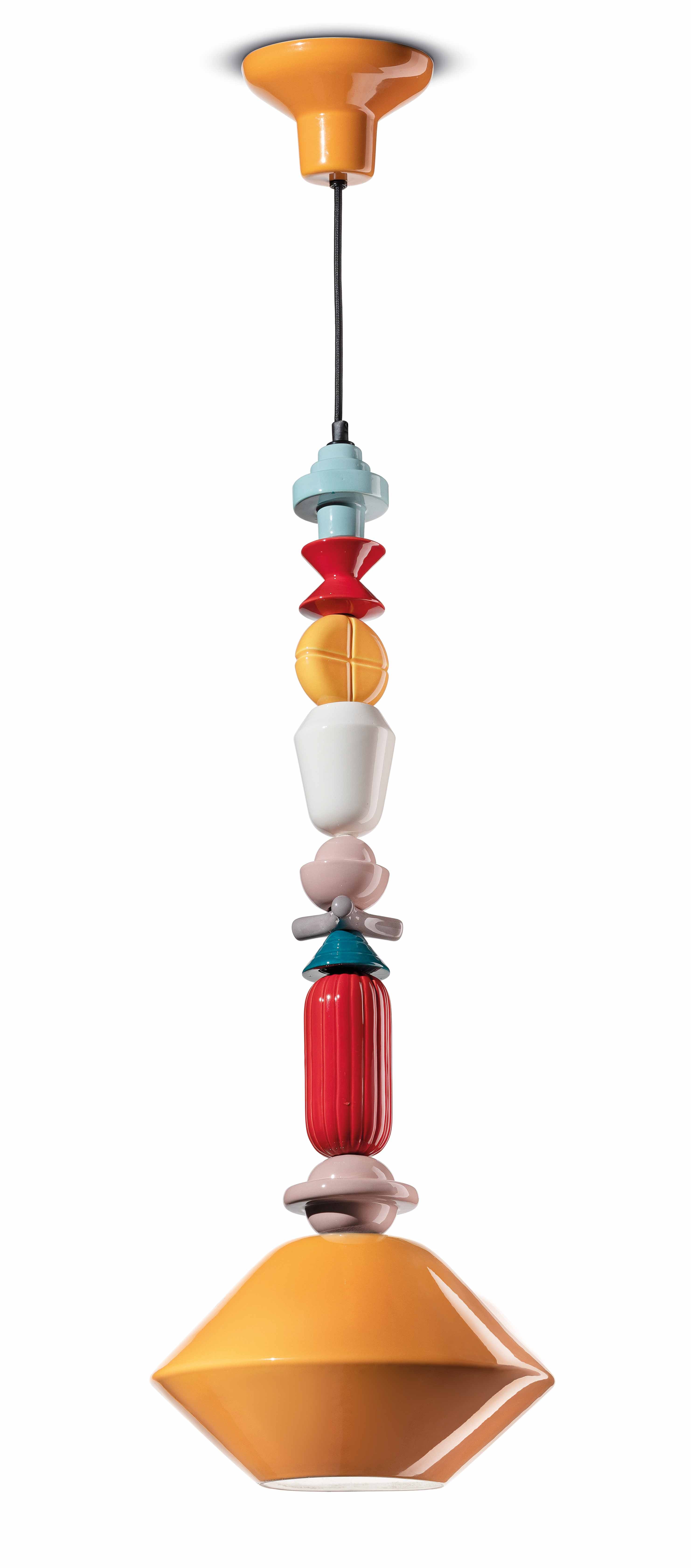 LARIAT yellow ceramic pendant lamp