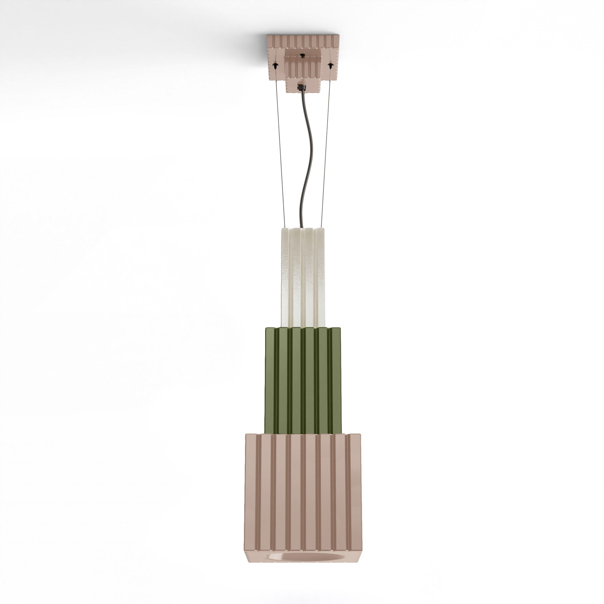 METRA ceramic pendant lamp in beige with sage green and cream