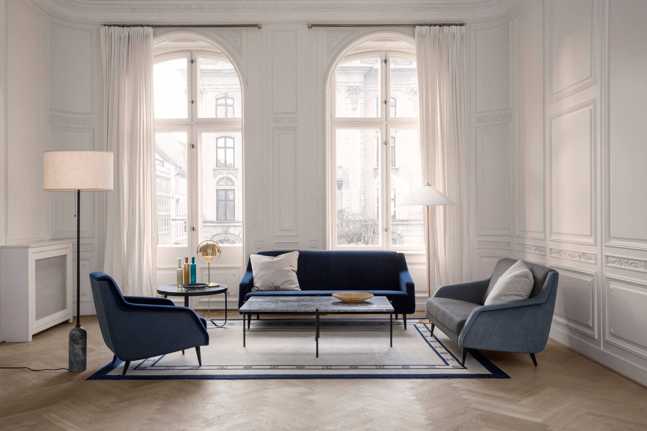 Couchtisch TS grauer Marmor mit schwarzem Gestell