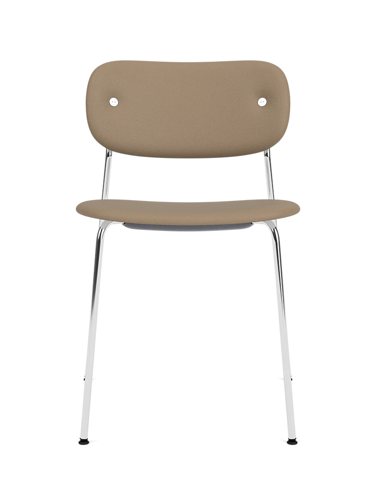 Stuhl CO beige mit verchromtem Fuß