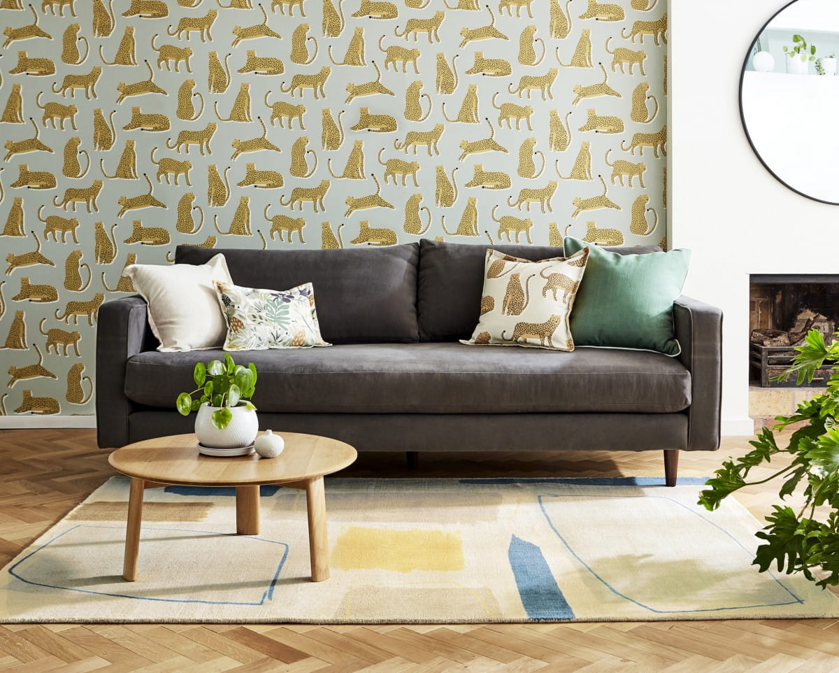 Teppich COMPOSITION AMBER beige mit Blau