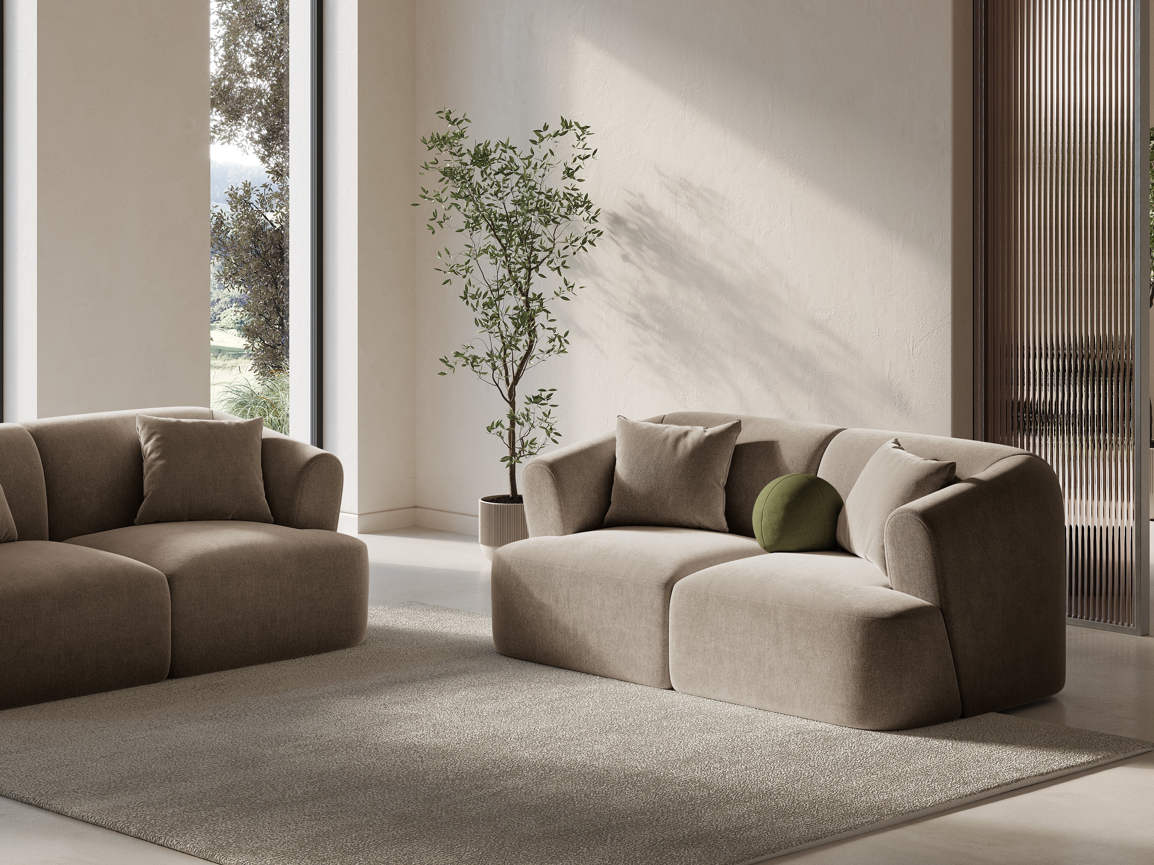 Sofa aus Samt 2-sitzig CAMPI dunkelbeige