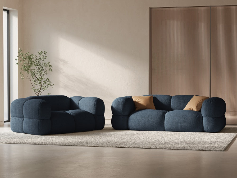 Sofa 2-sitzige Samt LORETTO blau