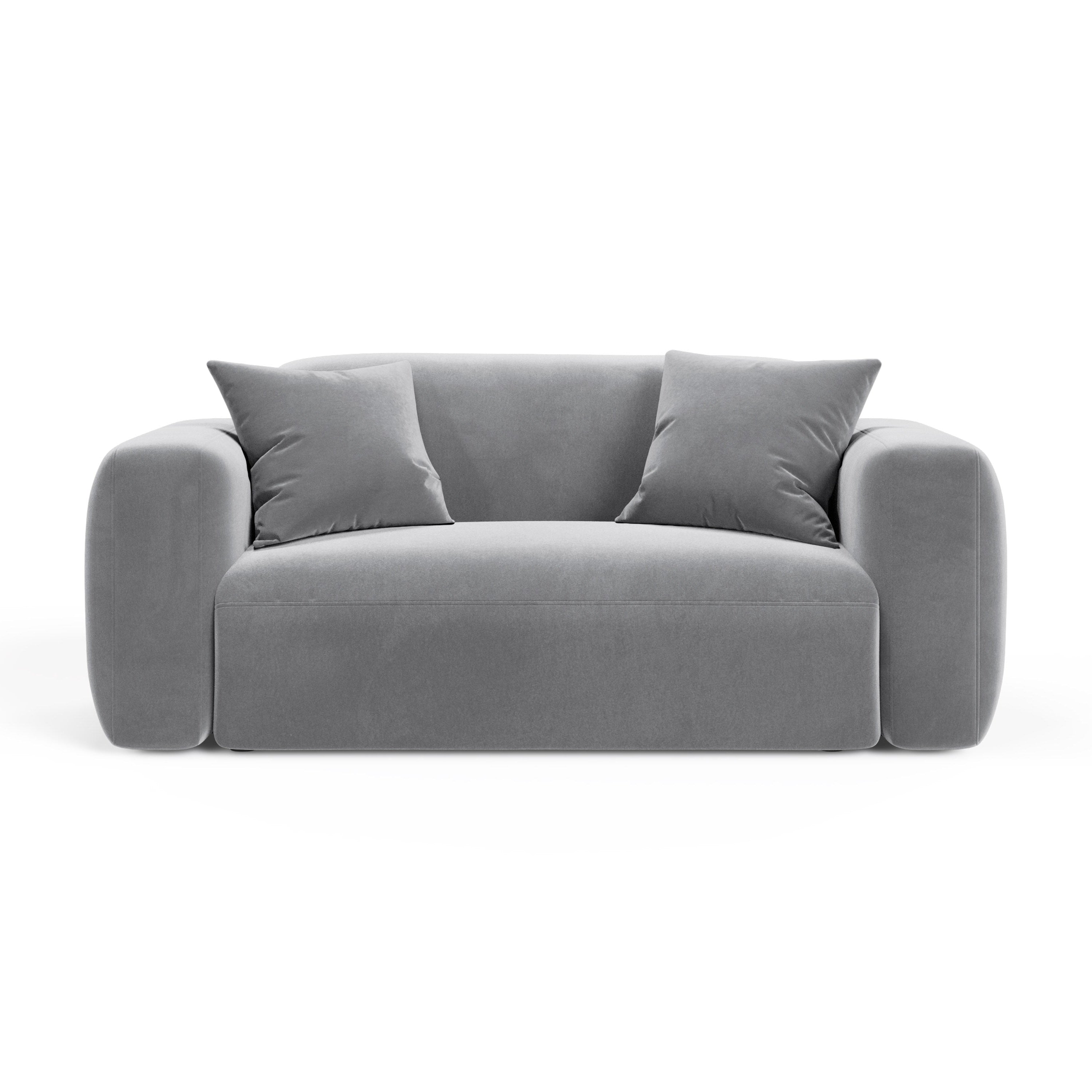 Sofa aksamitna 2-osobowa STRINO szary – Cosmopolitan Design