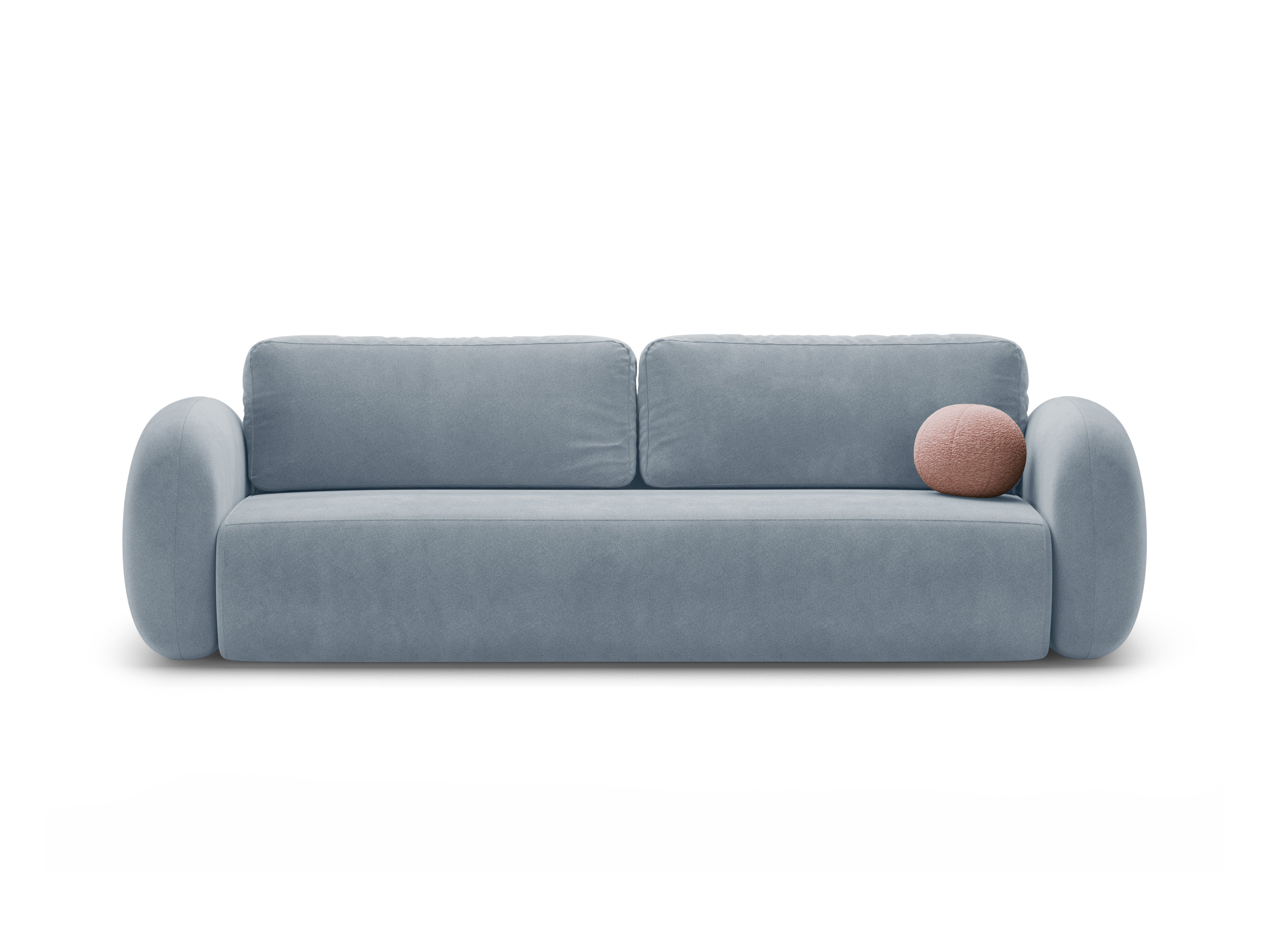 Velvet sofa with sleeping function for 3 people TONALE in light blue