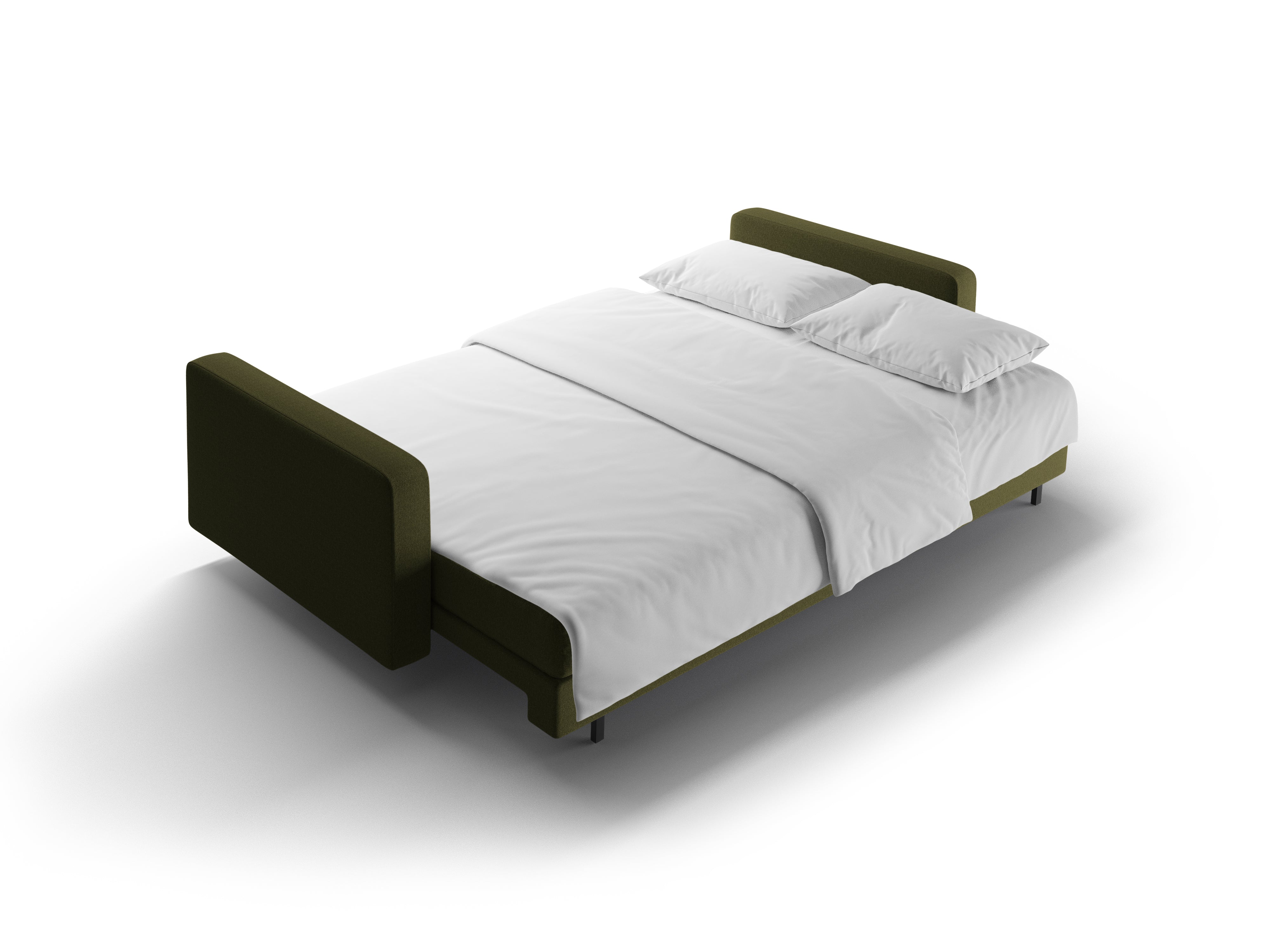 Samtsofa 3-Sitzer mit Schlaffunktion BALI dunkelgrün mit schwarzem Gestell