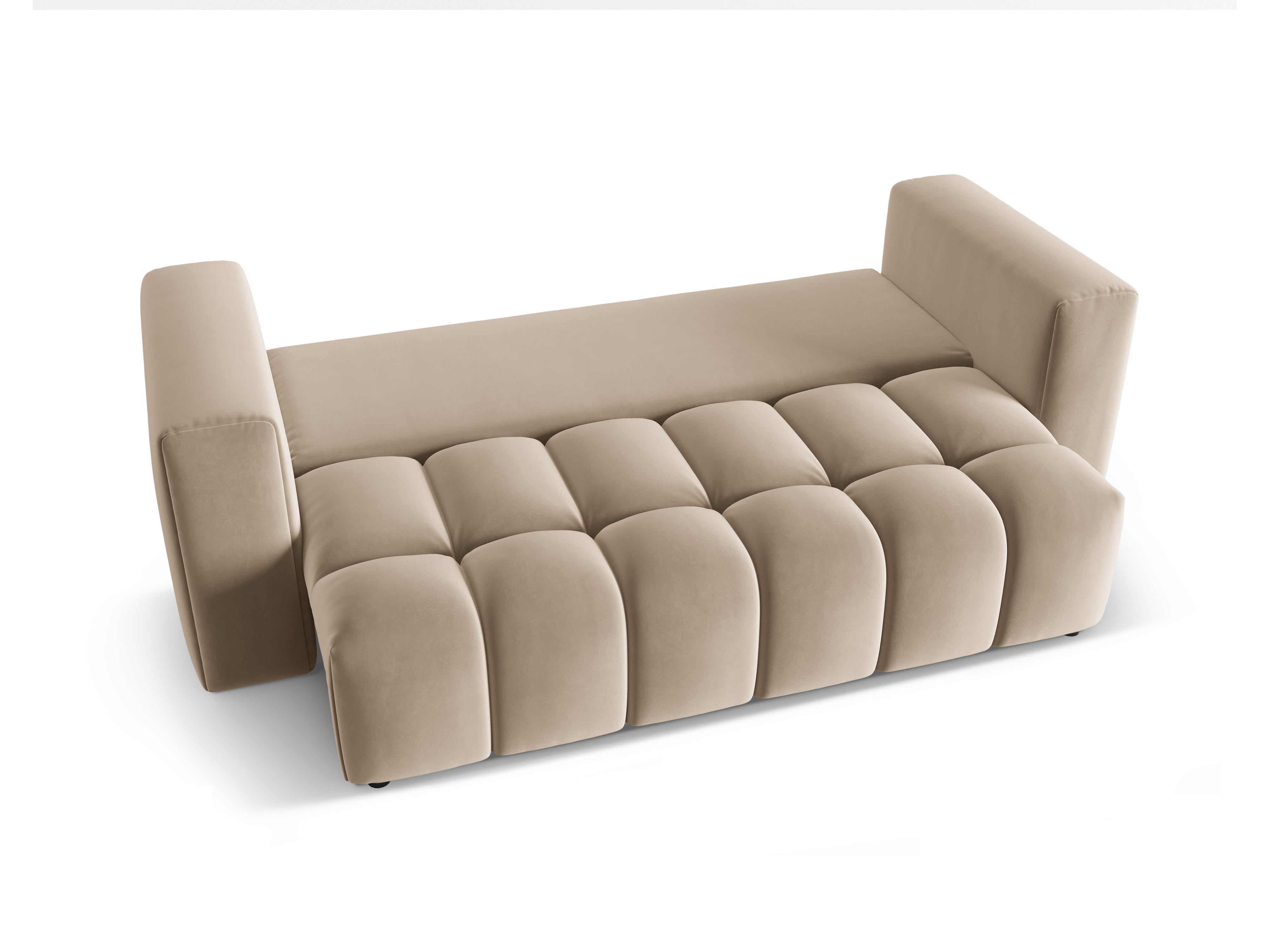 Velvet 3-seater sofa with sleeping function VERONA sand