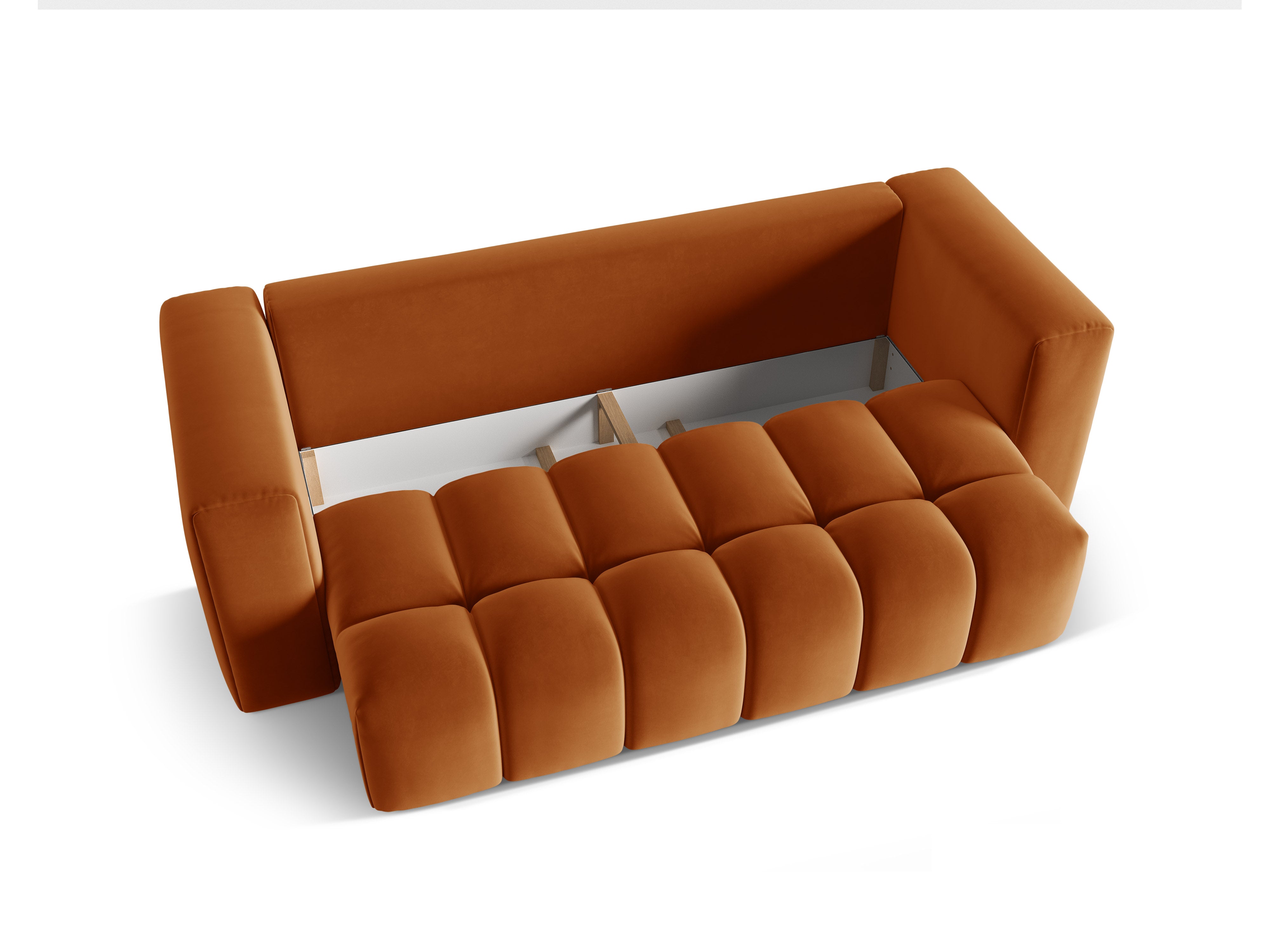 Sofa aksamitna 3-osobowa z funkcją spania VERONA ceglany