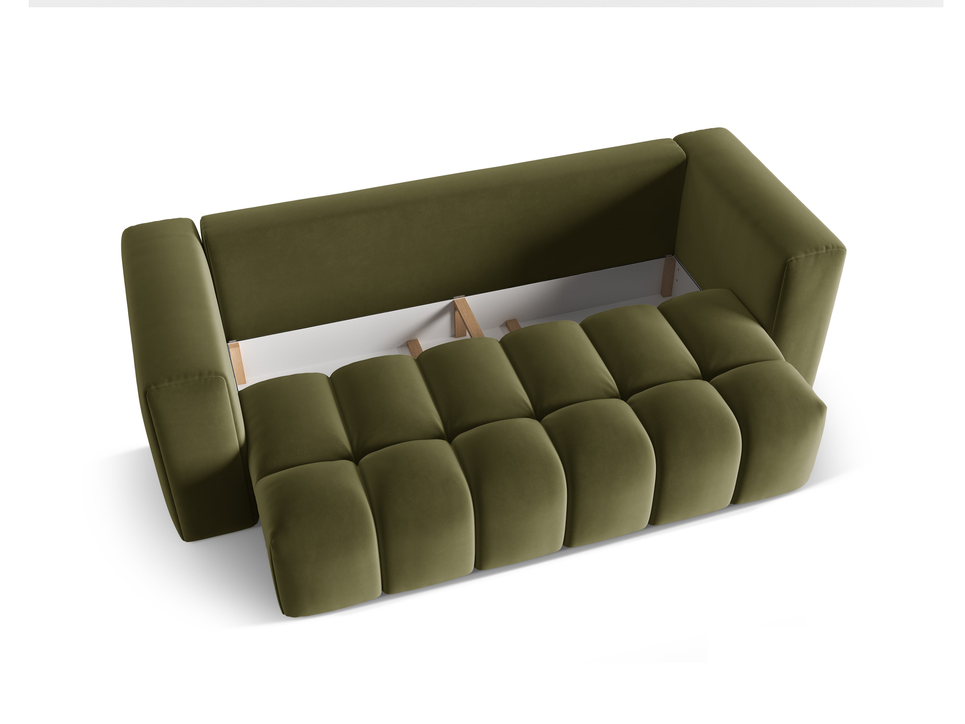 Sofa aksamitna 3-osobowa z funkcją spania VERONA jasny zielony