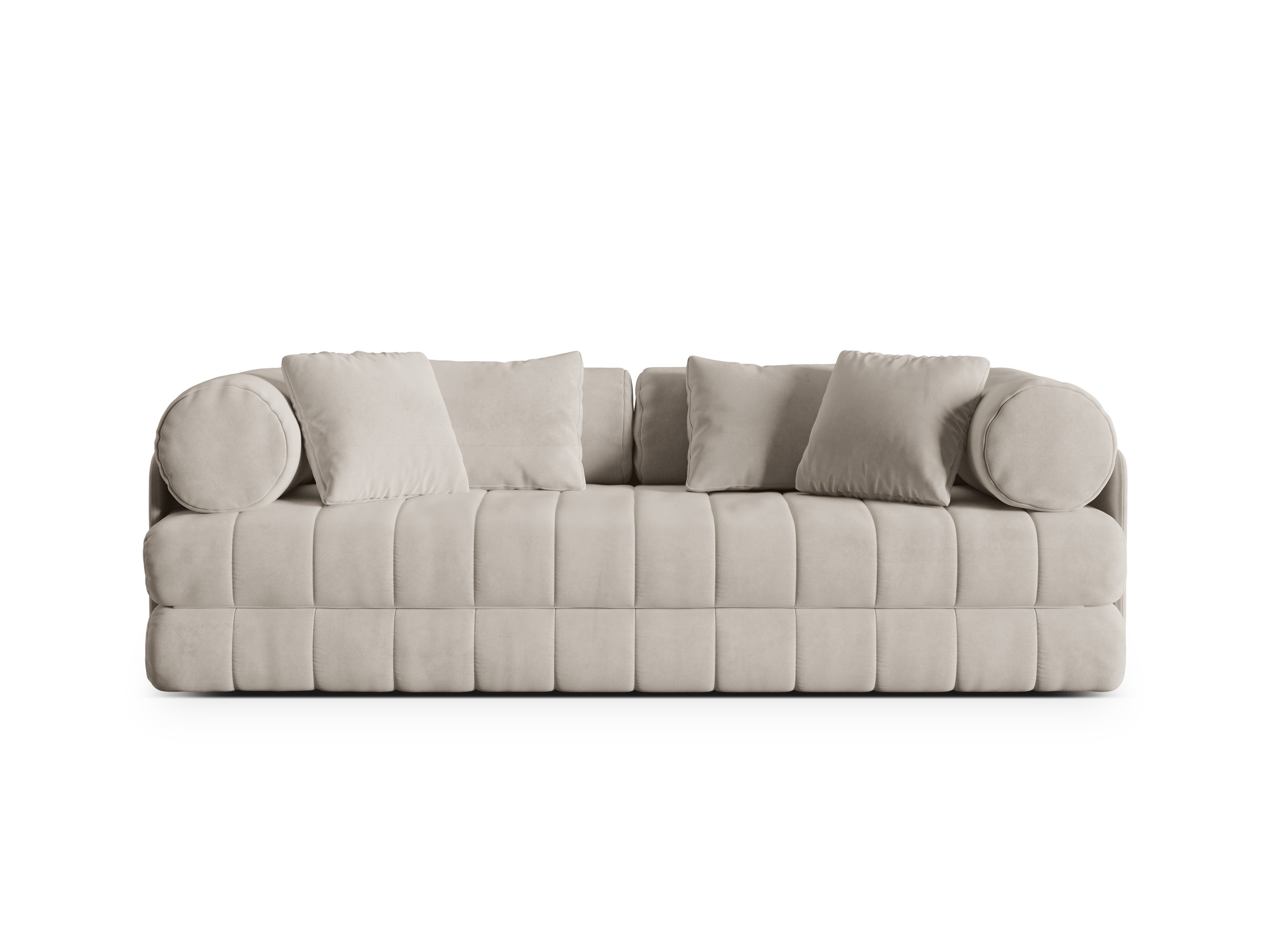 Sofa aus Samt für 3 Personen mit Schlaf-Funktion KEMI beige