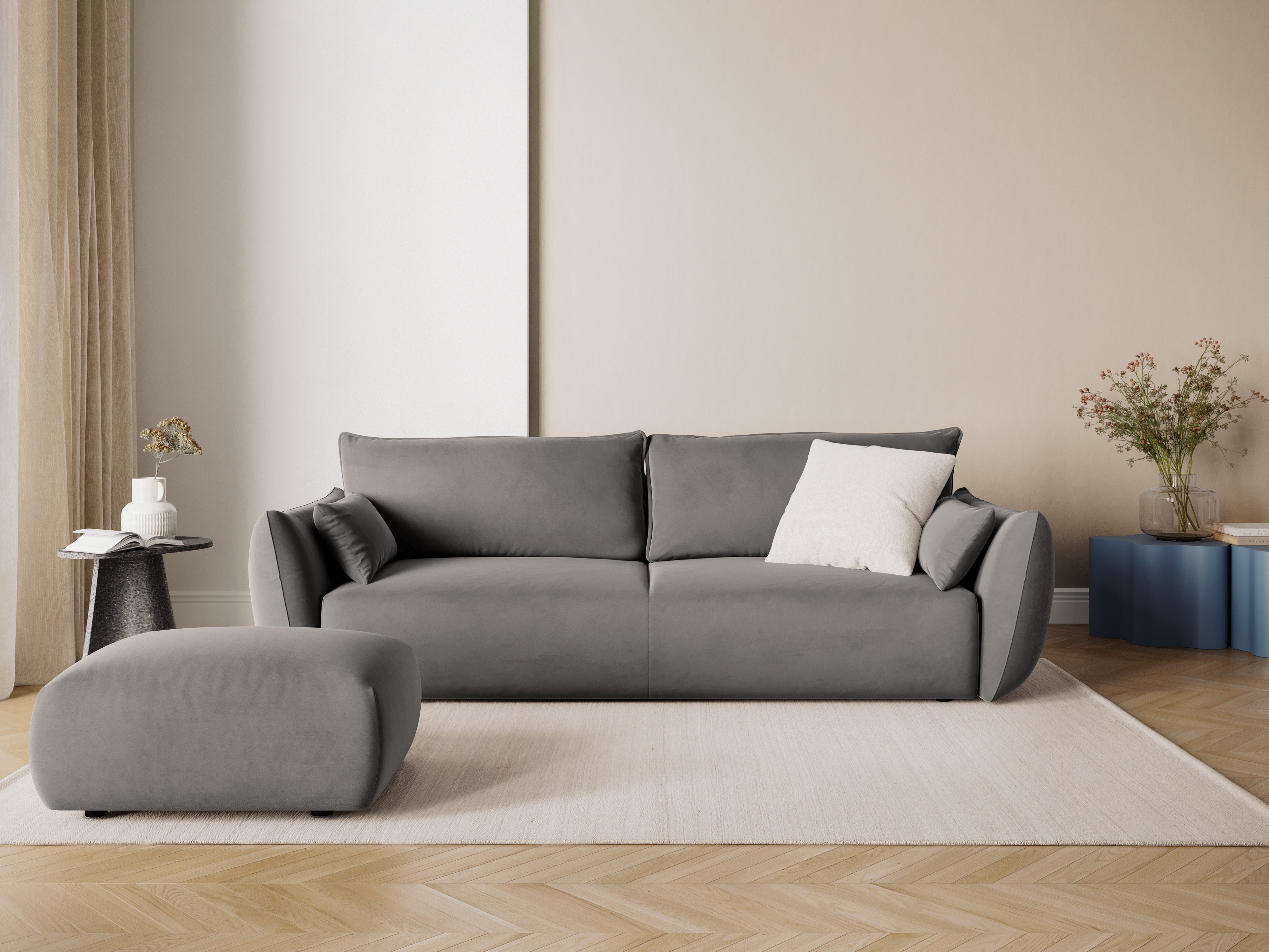 Velvet sofa with a sleeping function MATERA gray