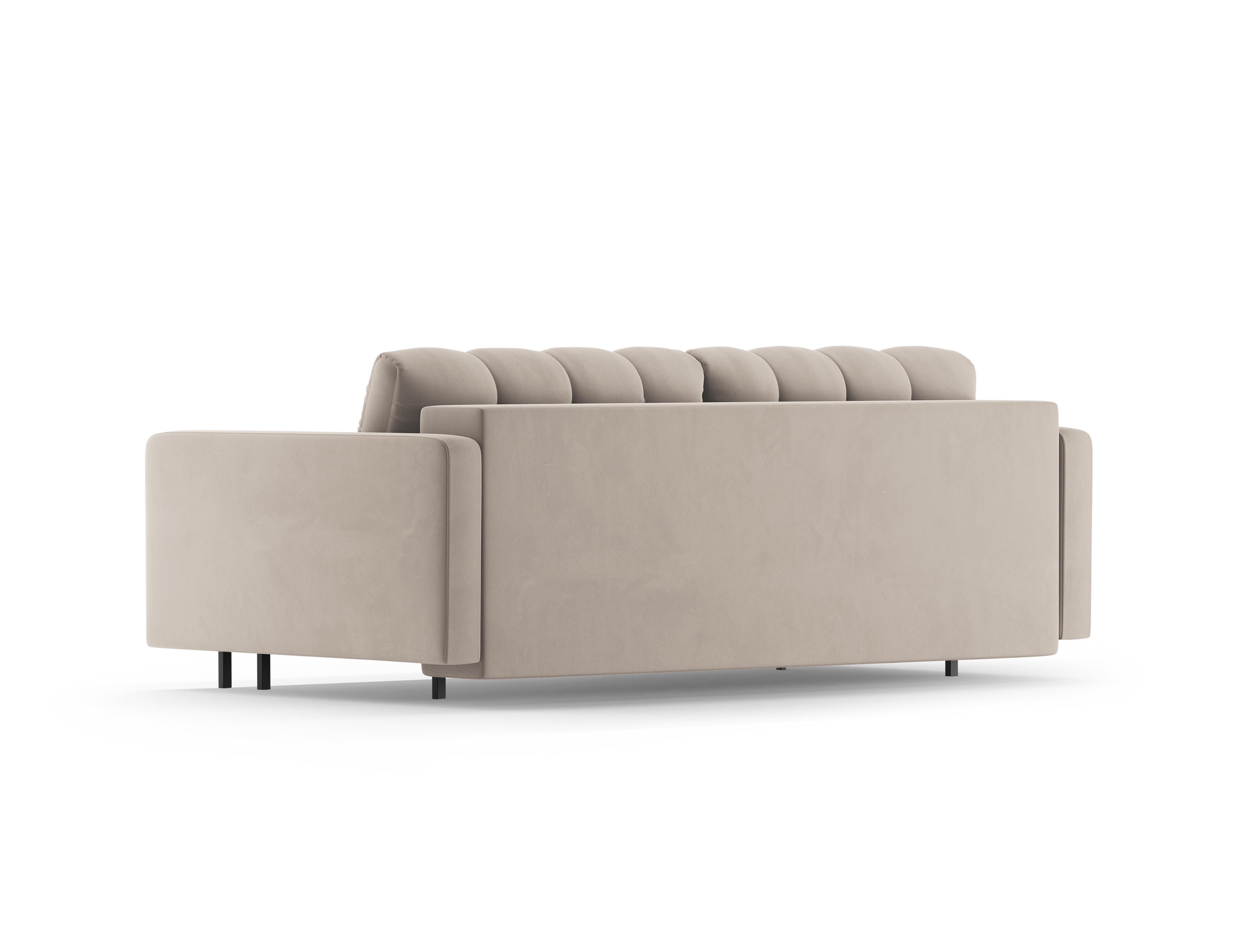 Samt 3-Sitzer Sofa mit Schlaffunktion BALI beige mit schwarzem Gestell