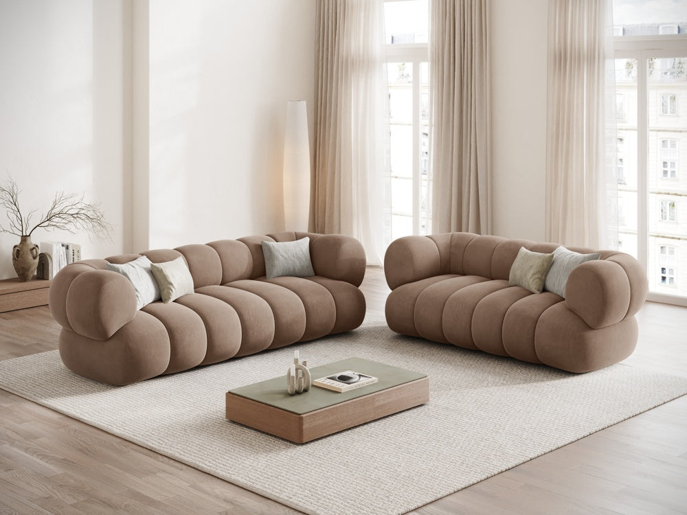 3-seater velvet sofa KOGE dark beige