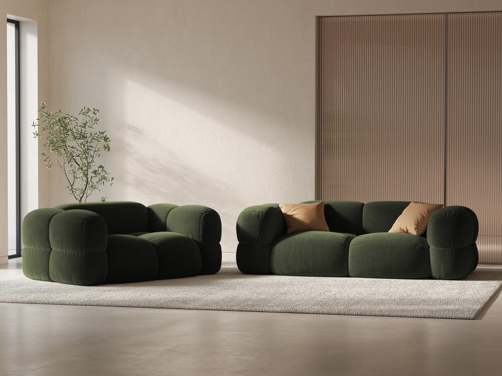 3-seater velvet sofa LORETTO green