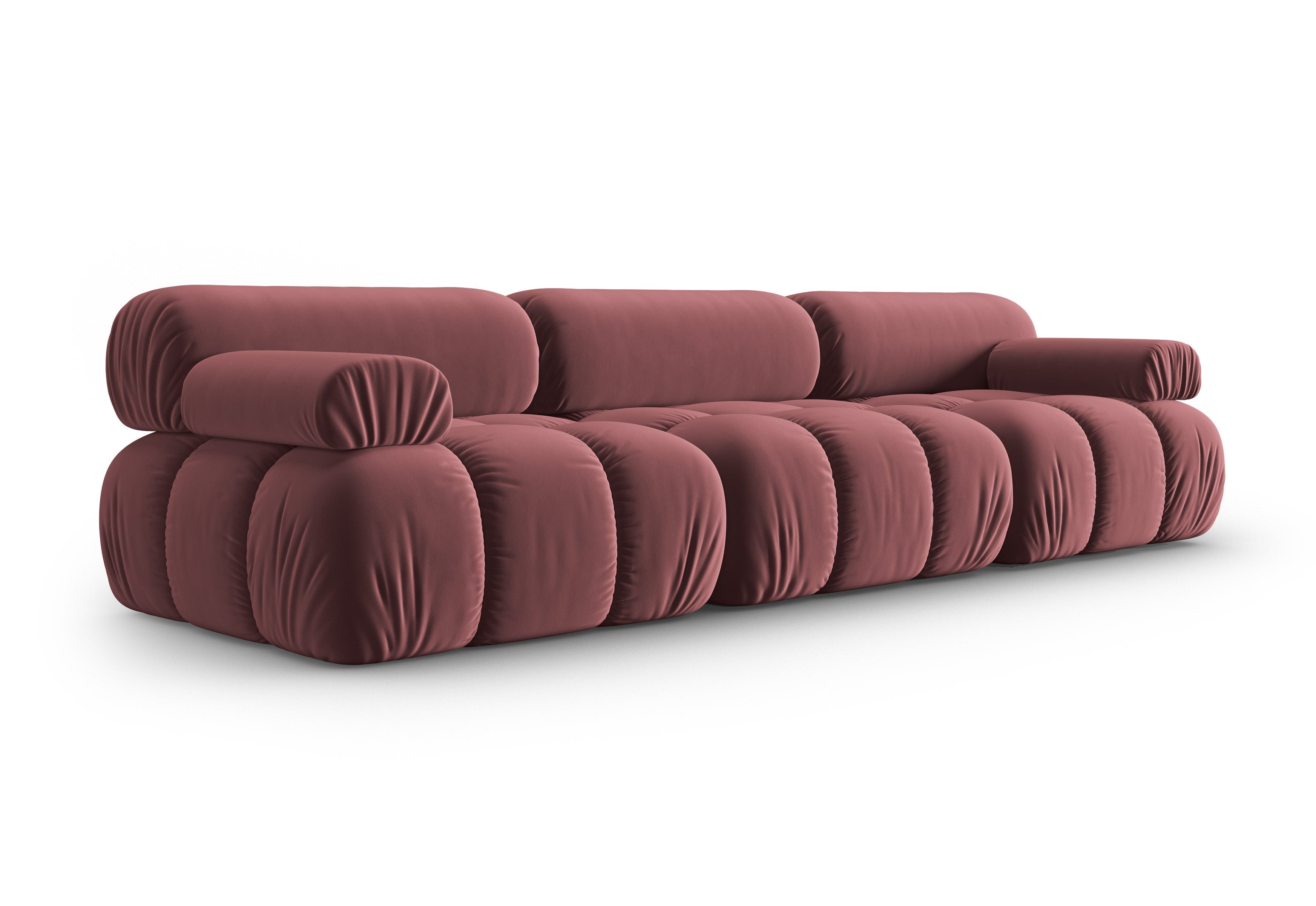 Sofa aus Samt 3-sitzig CORTINA rosa