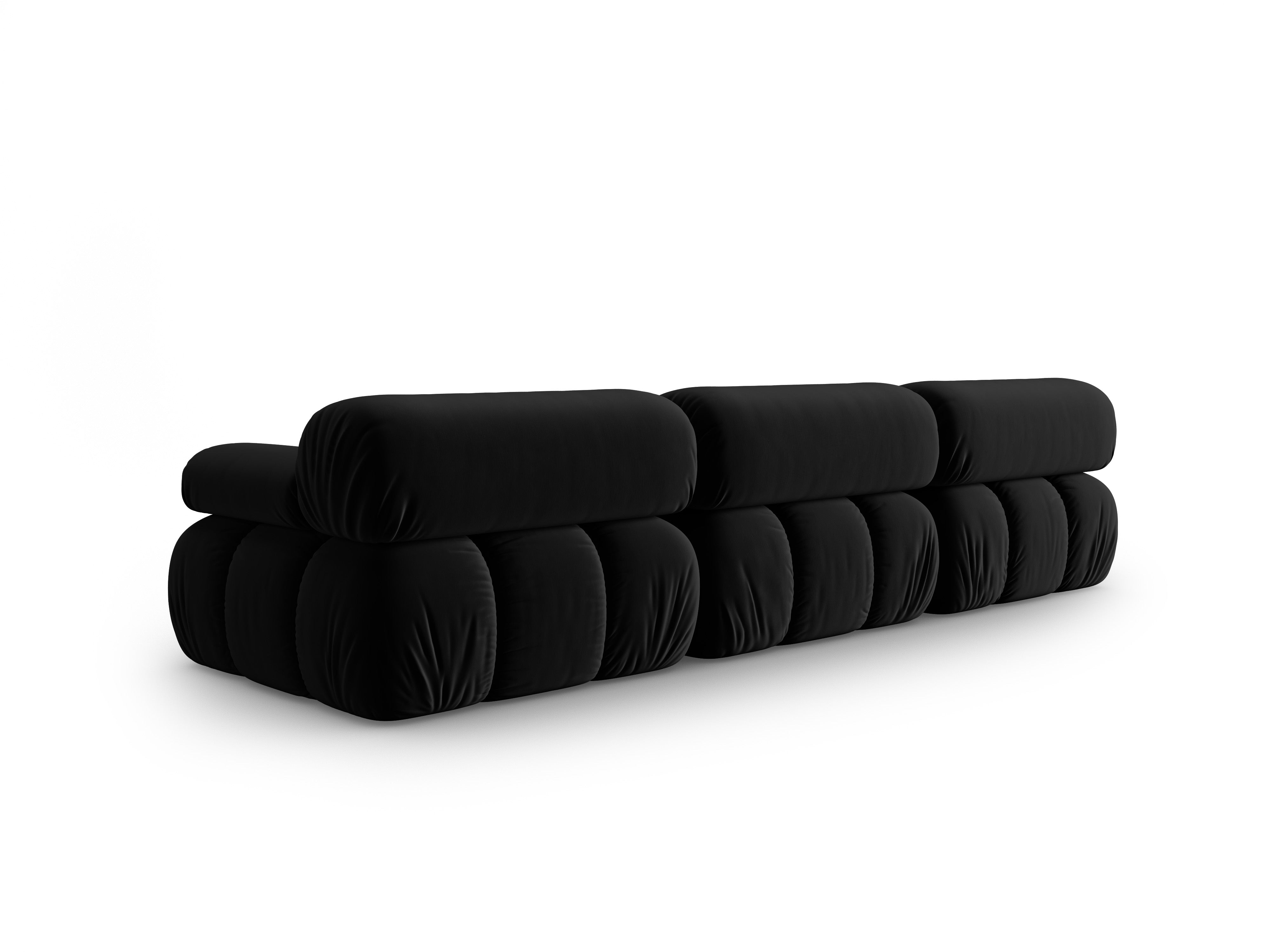 Sofa aus Samt 3-sitzig CORTINA schwarz