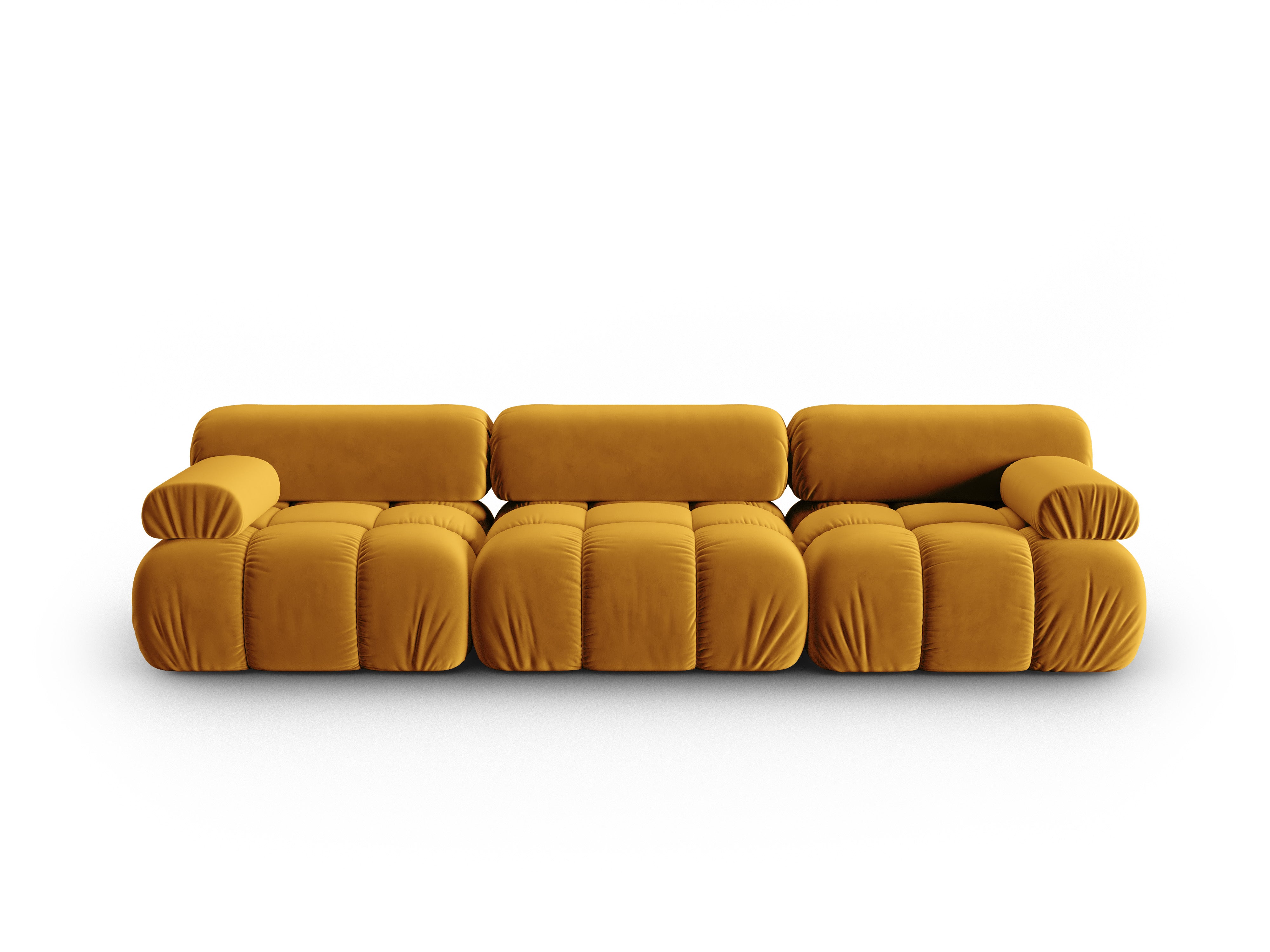 Sofa aus Samt 3-sitzig CORTINA gelb