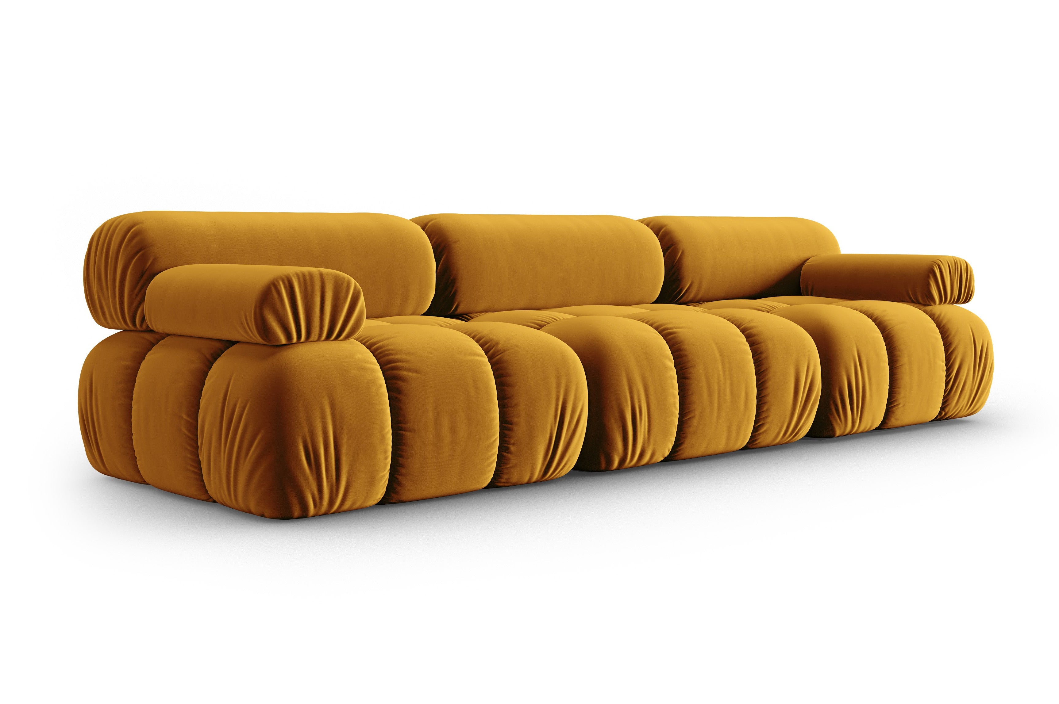 Sofa aus Samt 3-sitzig CORTINA gelb