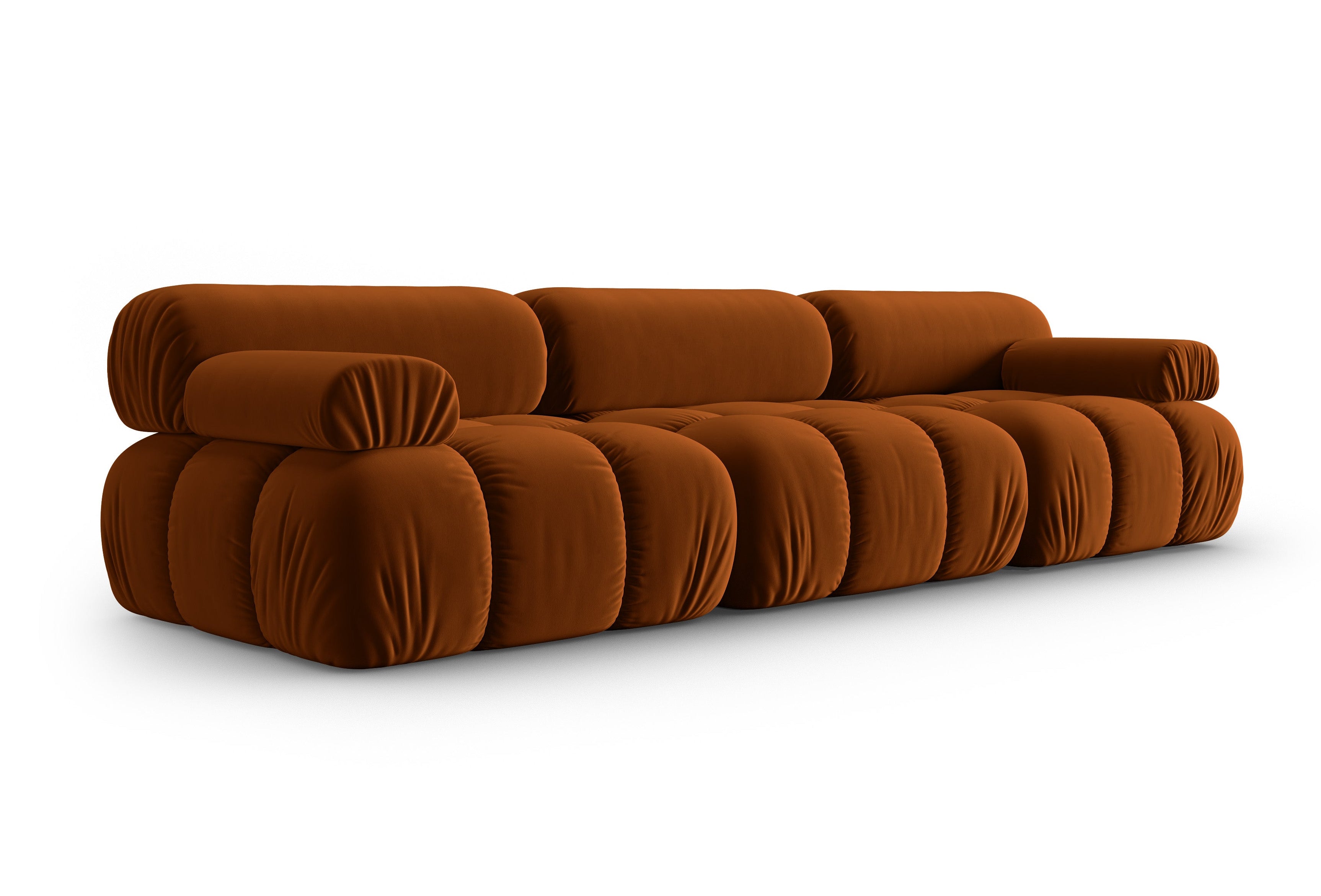 Sofa aus Samt 3-sitzig CORTINA ziegelrot