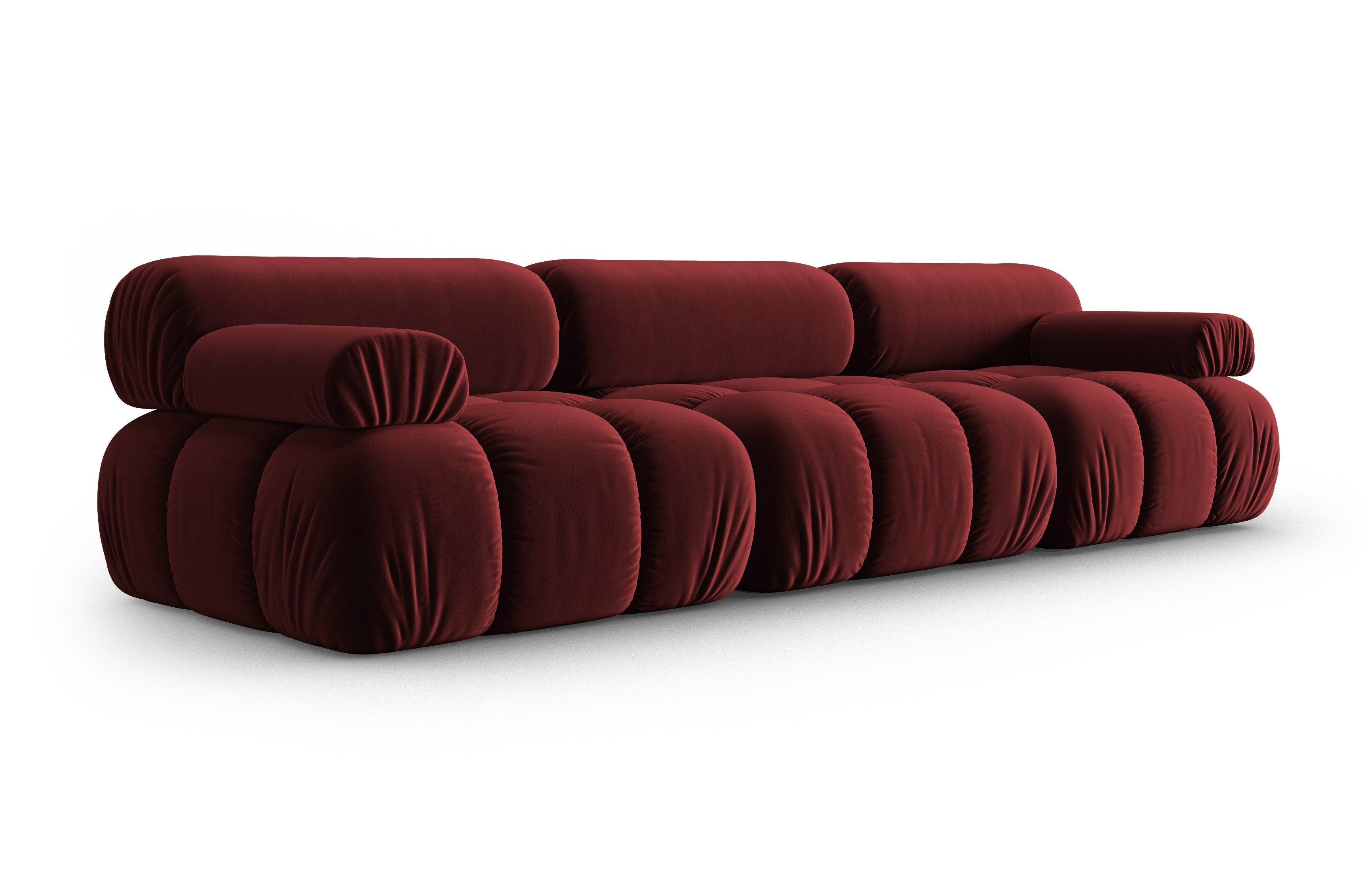 Sofa aus Samt 3-sitzig CORTINA weinrot