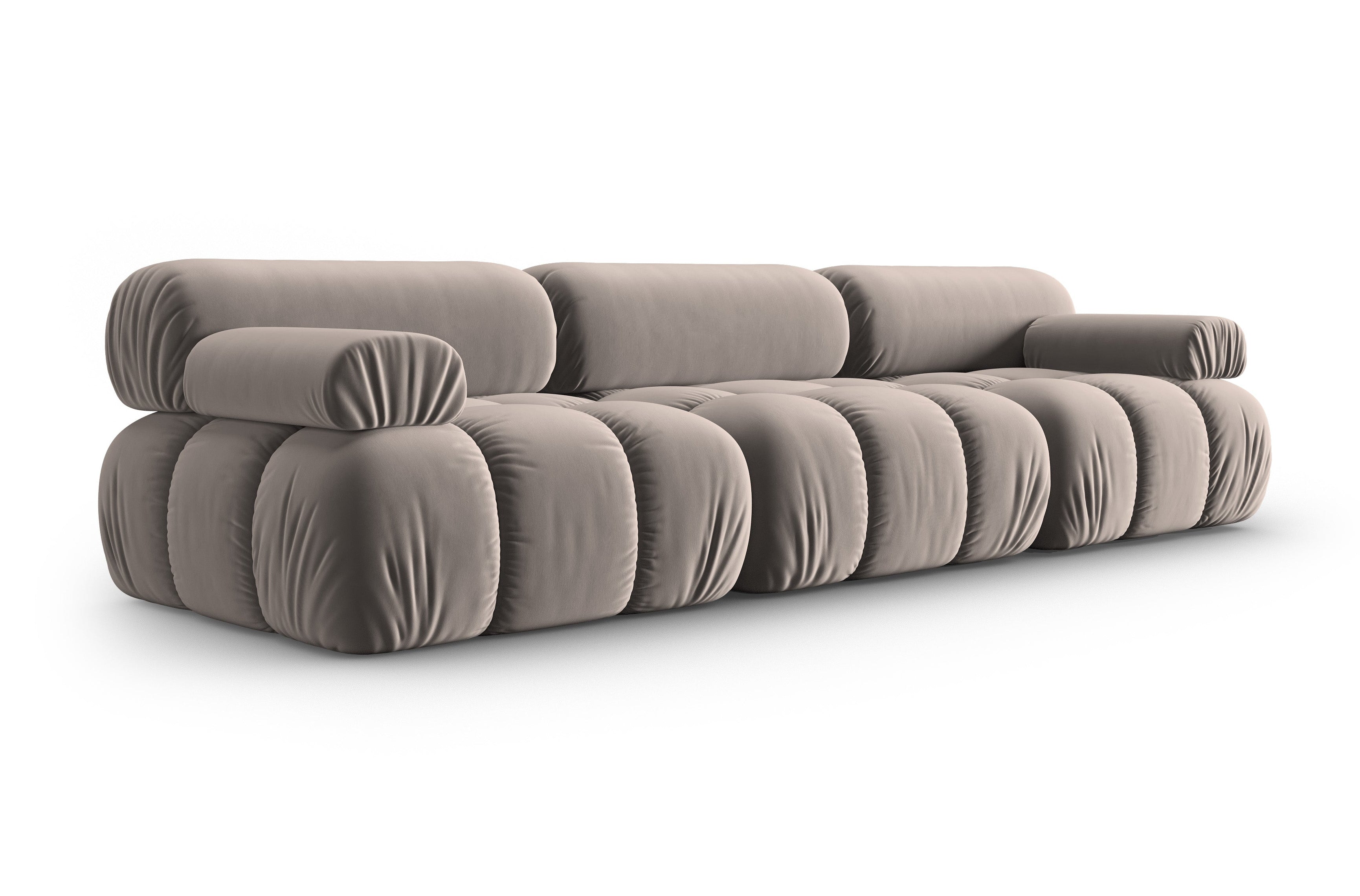 Sofa aus Samt 3-sitzig CORTINA cappuccino