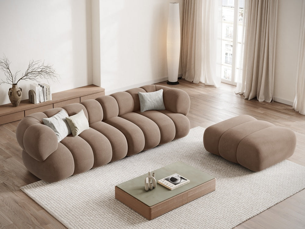 Velvet sofa for 4 people KOGE dark beige