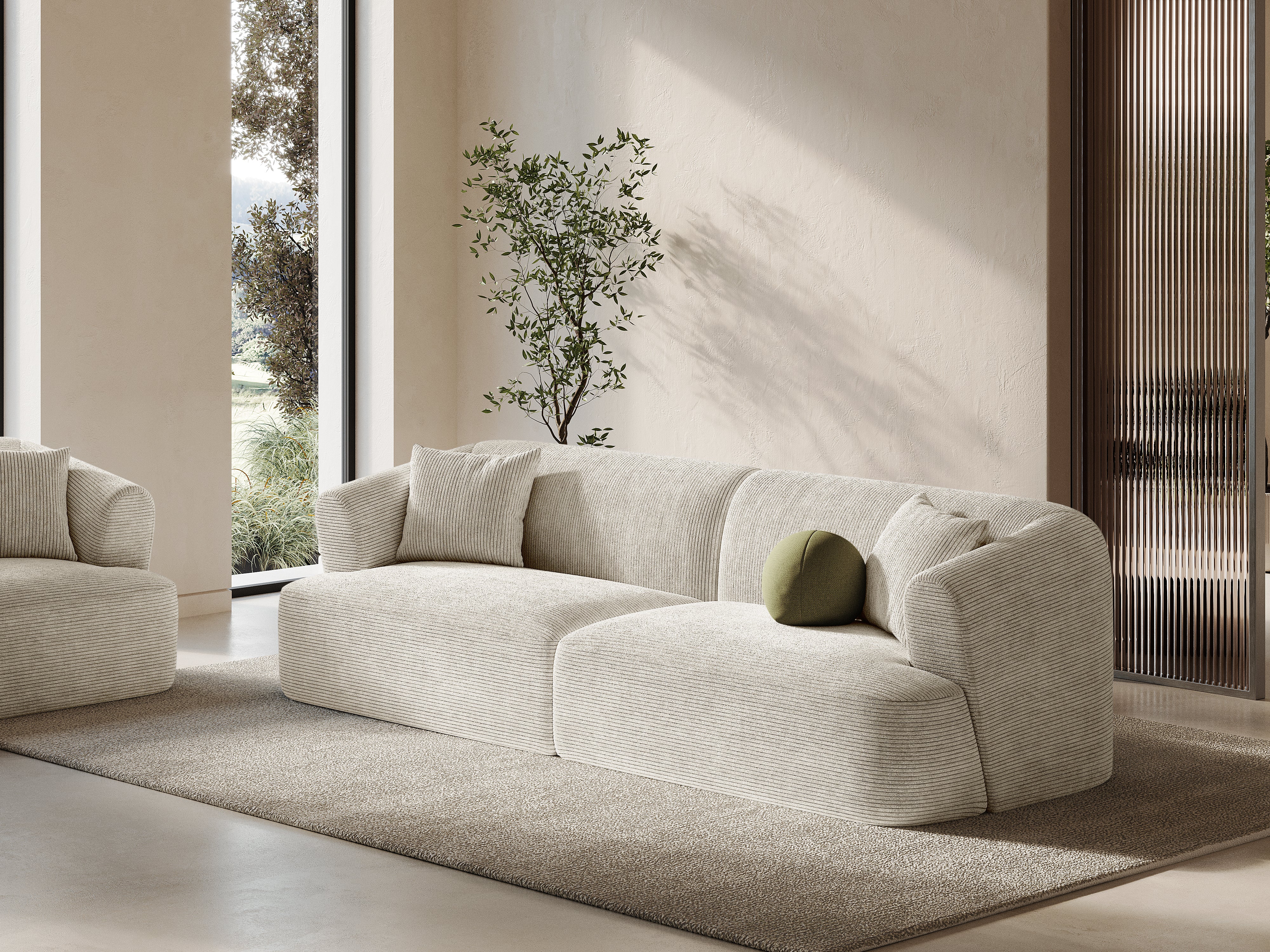 4-seater CAMPI cream corduroy sofa