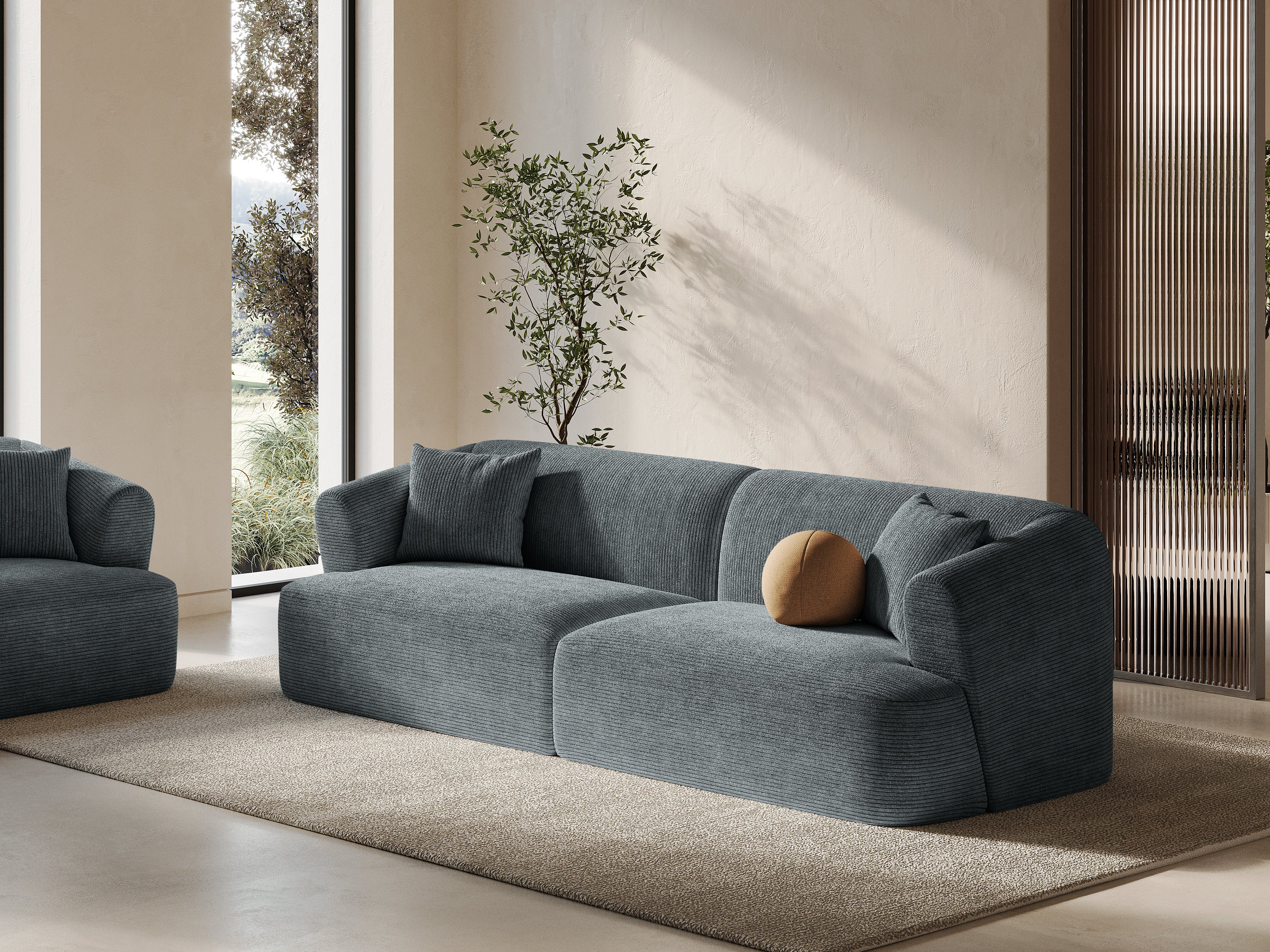 4-seater CAMPI sofa gray corduroy