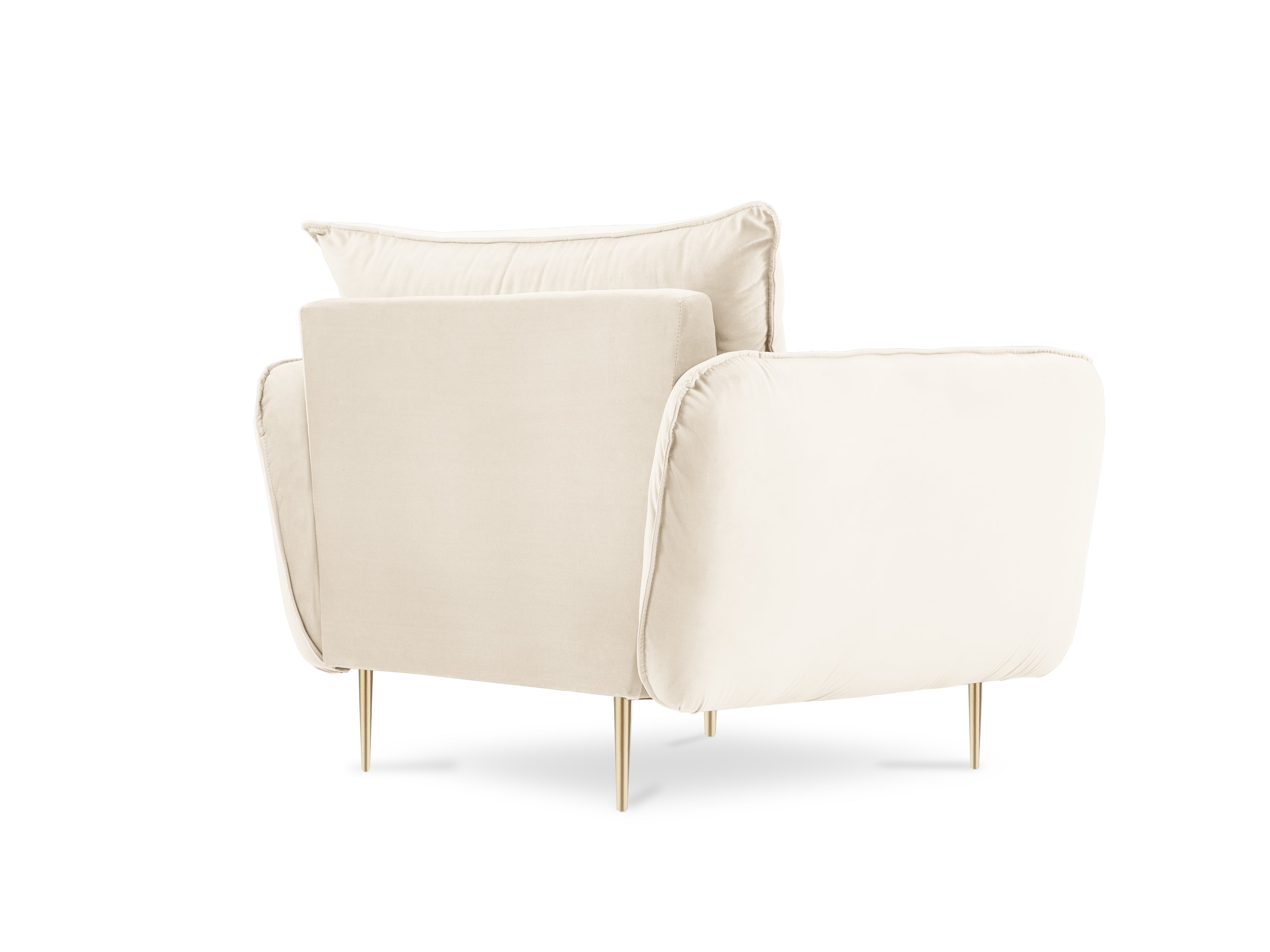 Velvet Armchair VIENNA beige with a gold base