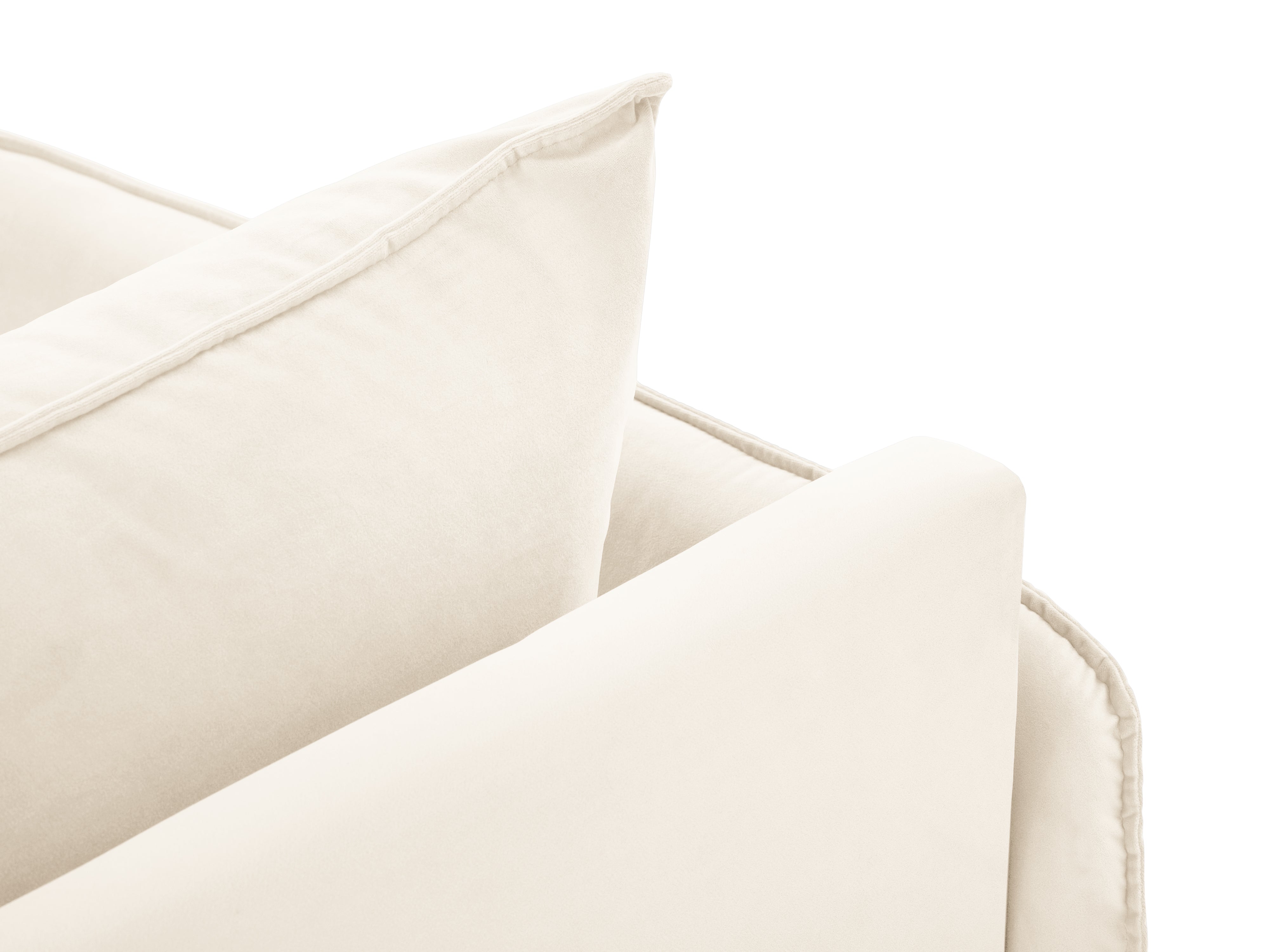 Left-facing velvet chaise longue VIENNA light beige with a gold base