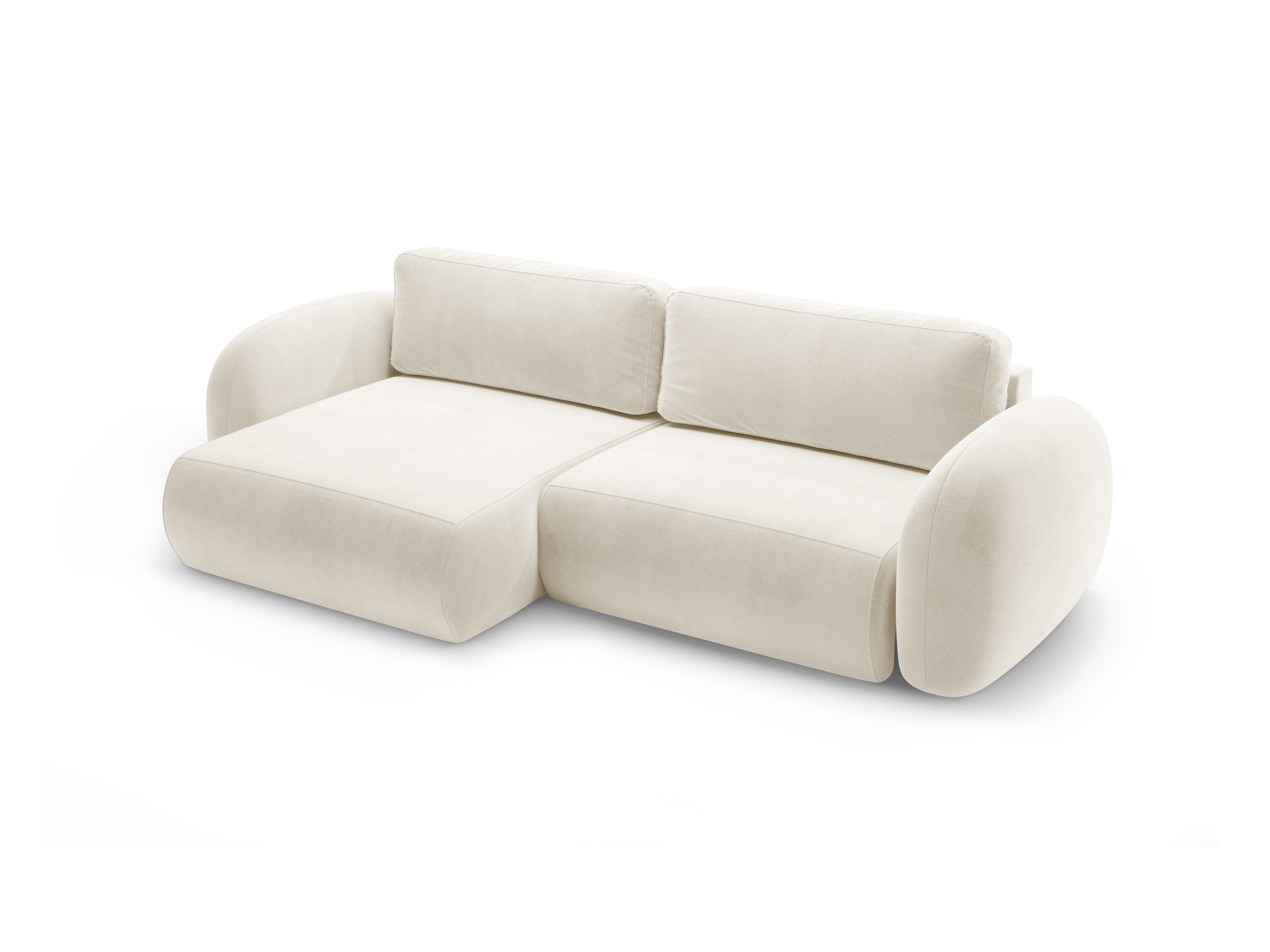 Universeller Samt-Ecksofa mit Schlaf-Funktion für 4 Personen TONALE cremefarben