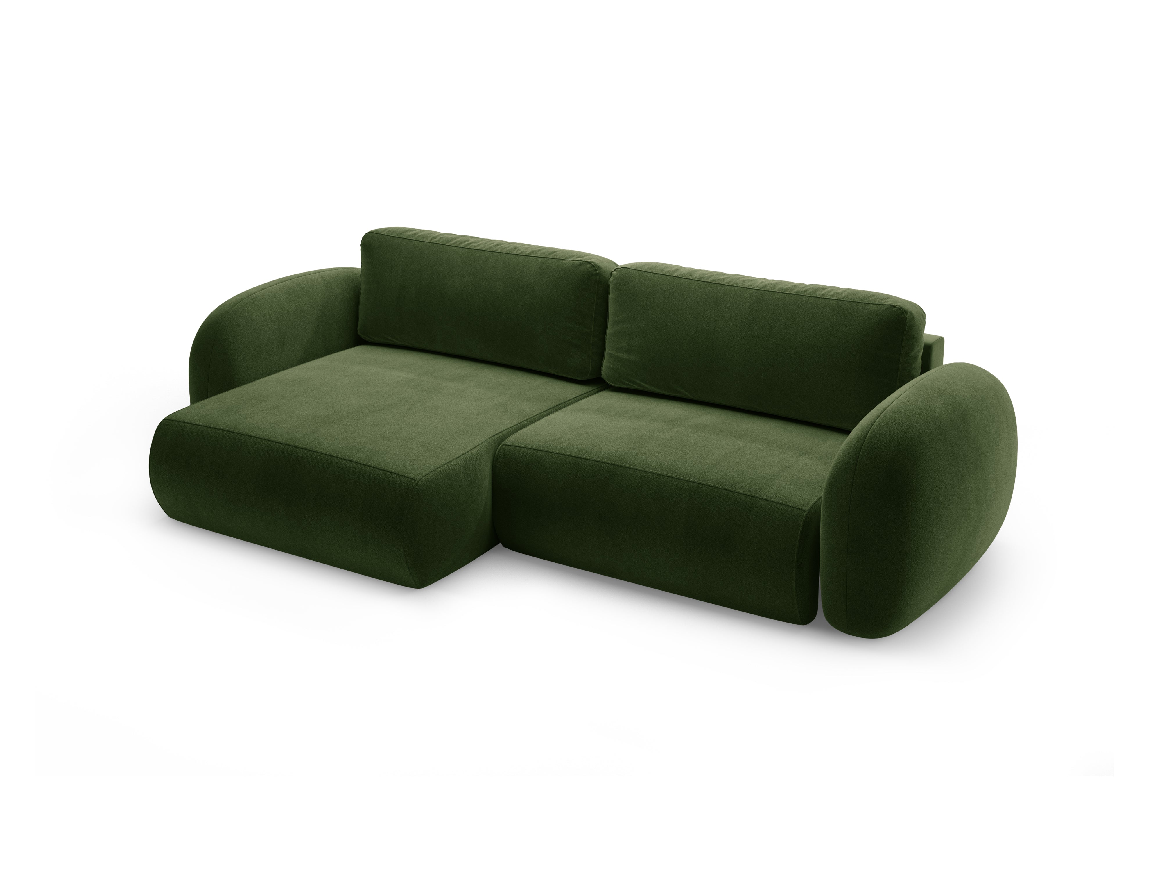 Universal velvet corner sofa with sleeping function for 4 people TONALE military green