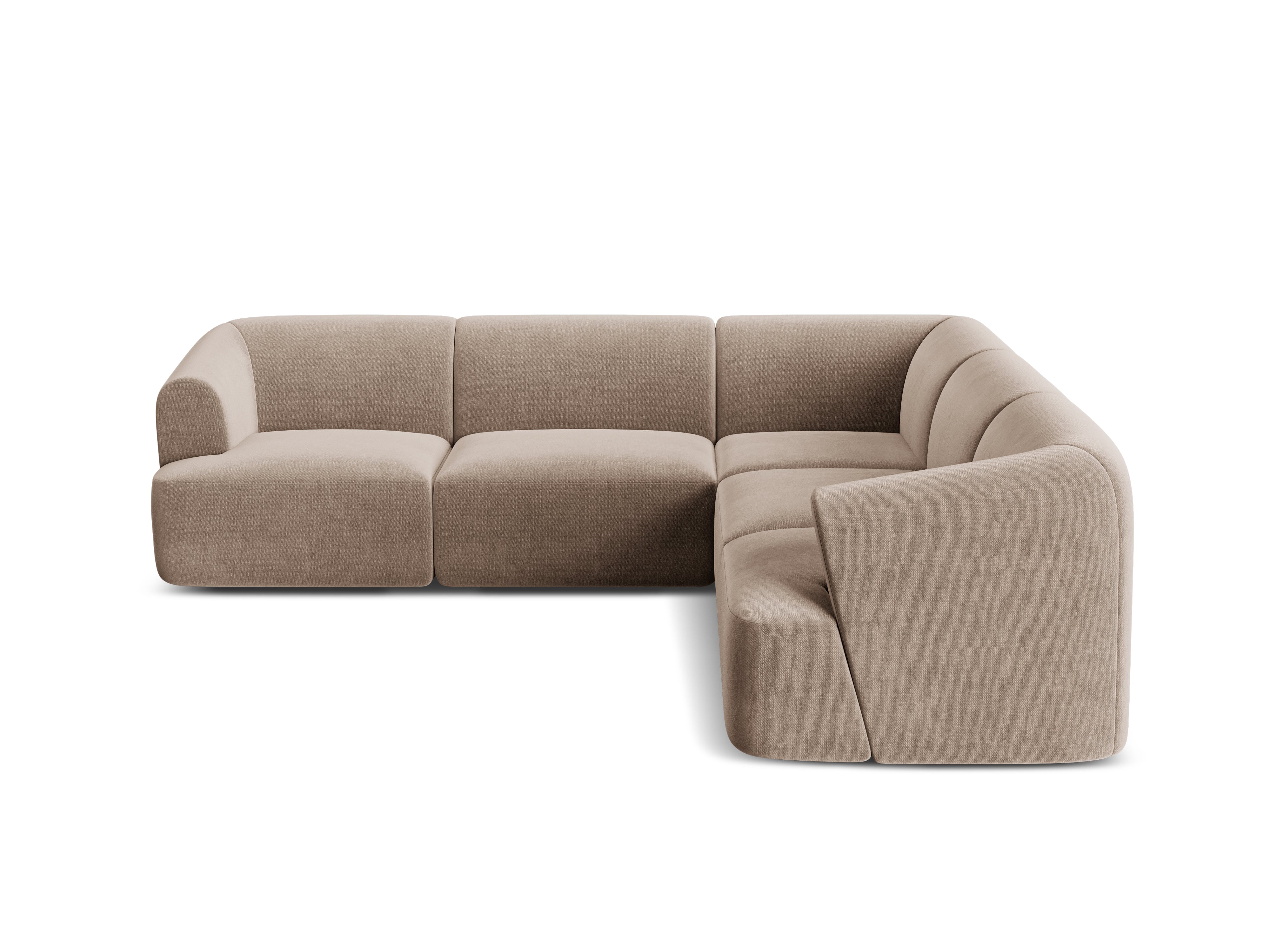 Symmetrical Velvet Corner Sofa for 4 People CAMPI Dark Beige