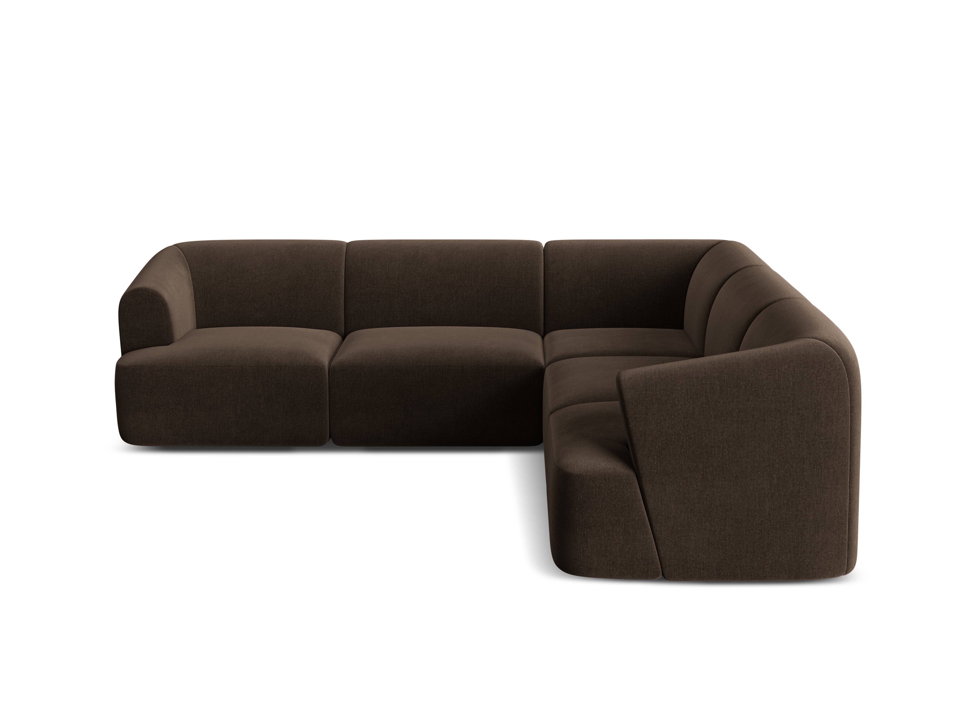 Symmetrical Velvet Corner Sofa for 4 People CAMPI Chocolate