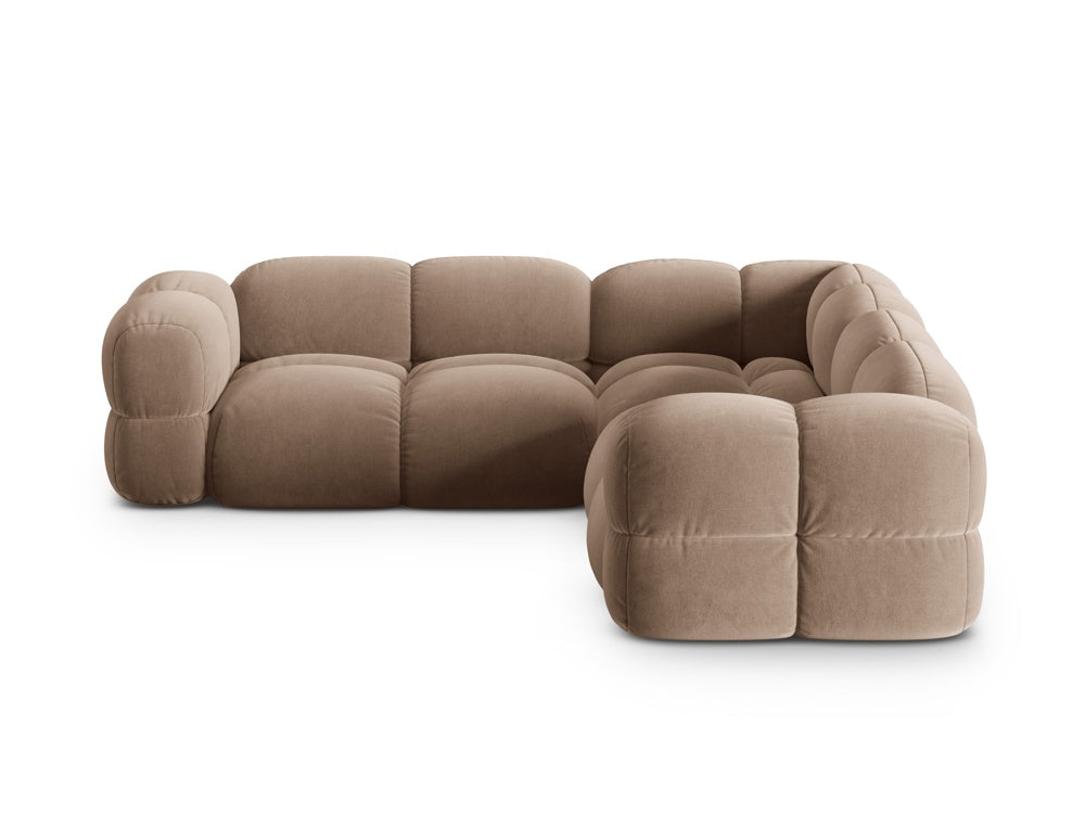 Symmetrische Samt-Eckcouch LORETTO dunkelbeige