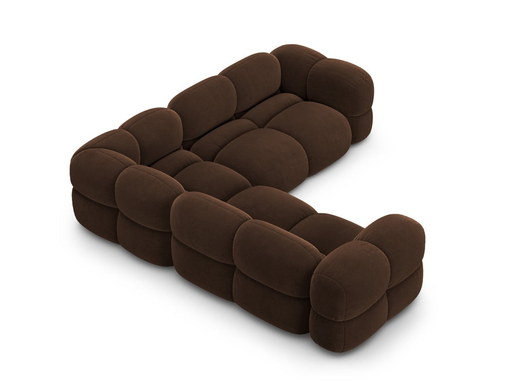 Symmetrical Velvet Corner Sofa LORETTO Chocolate