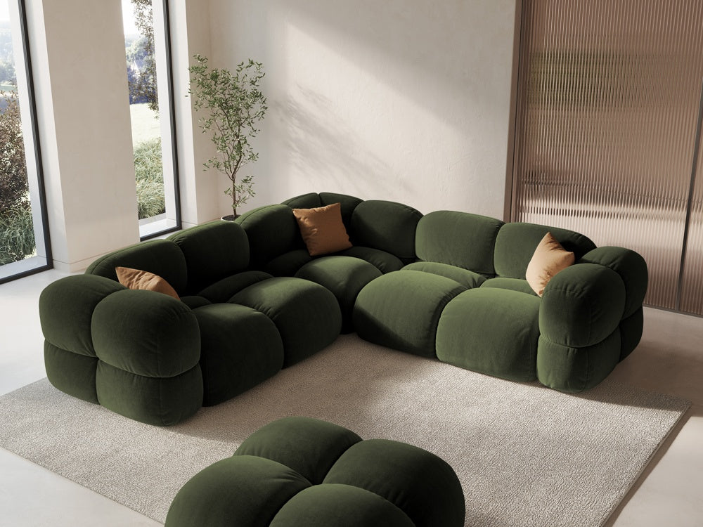 Symmetrical Velvet Corner Sofa LORETTO Green
