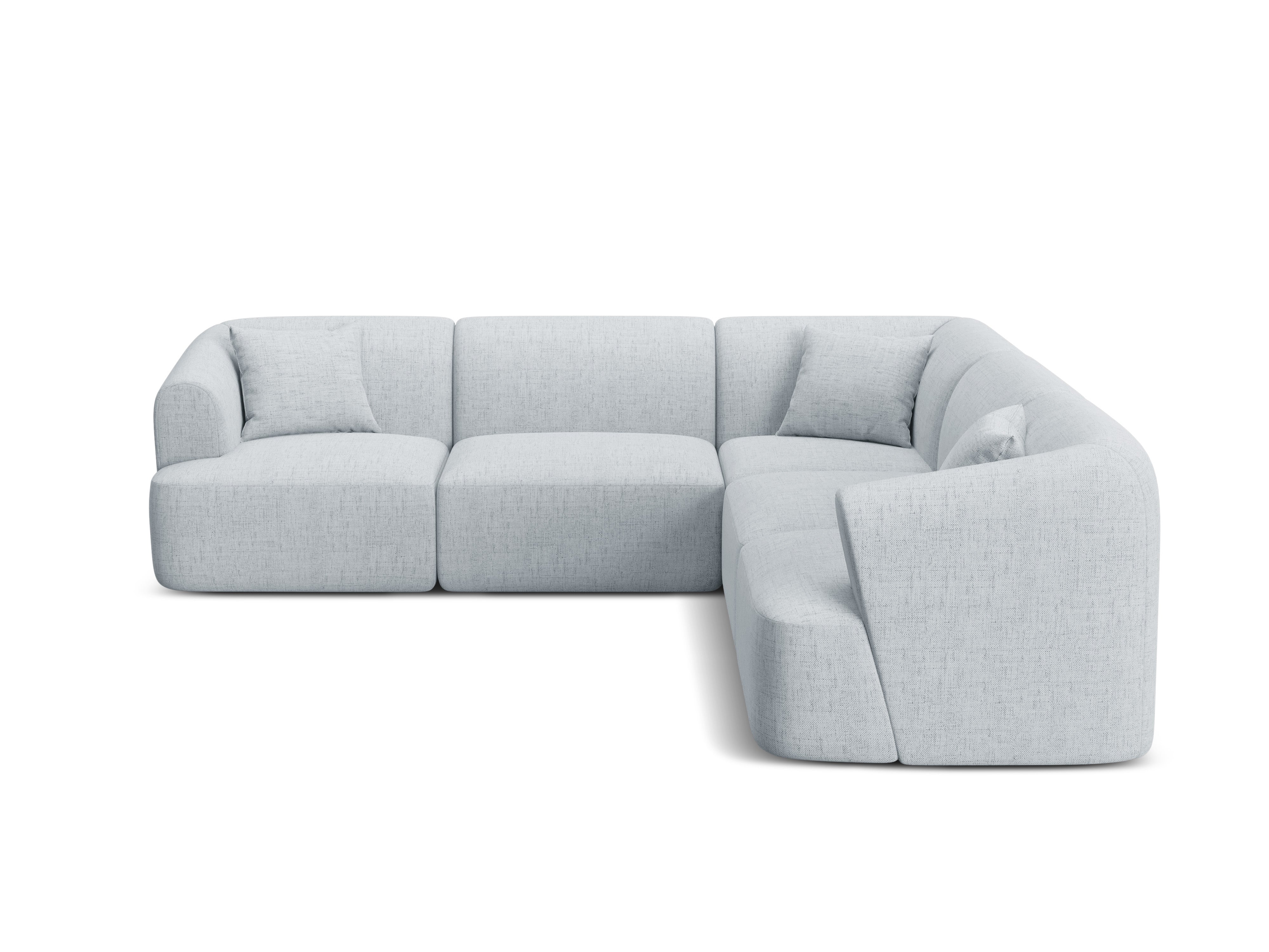 Symmetrical 4-Seater Corner Sofa CAMPI Light Gray Chenille