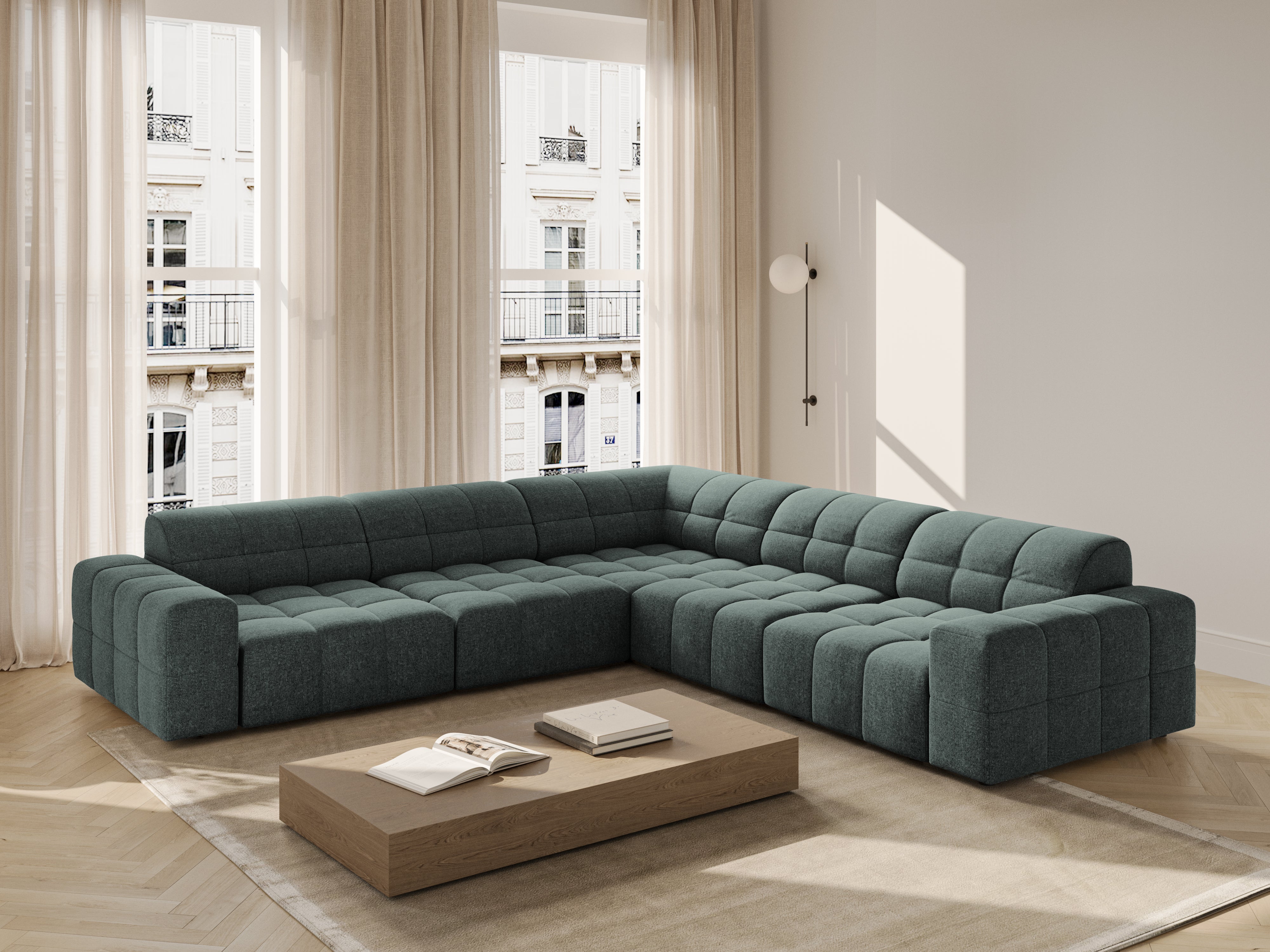 Symmetrical Corner Sofa CHICAGO Petrol Chenille