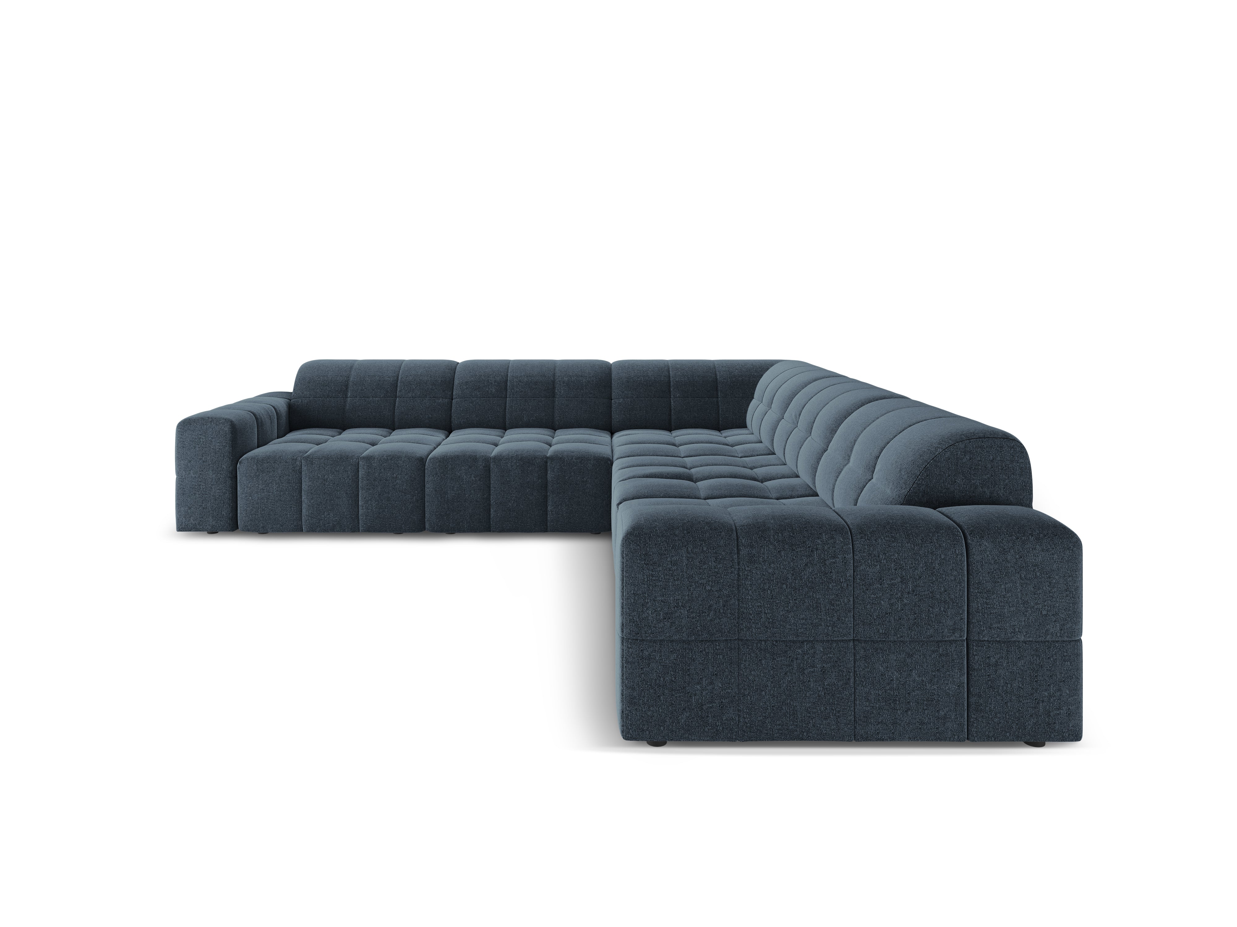 Symmetrische Eckcouch CHICAGO blauer Chenille