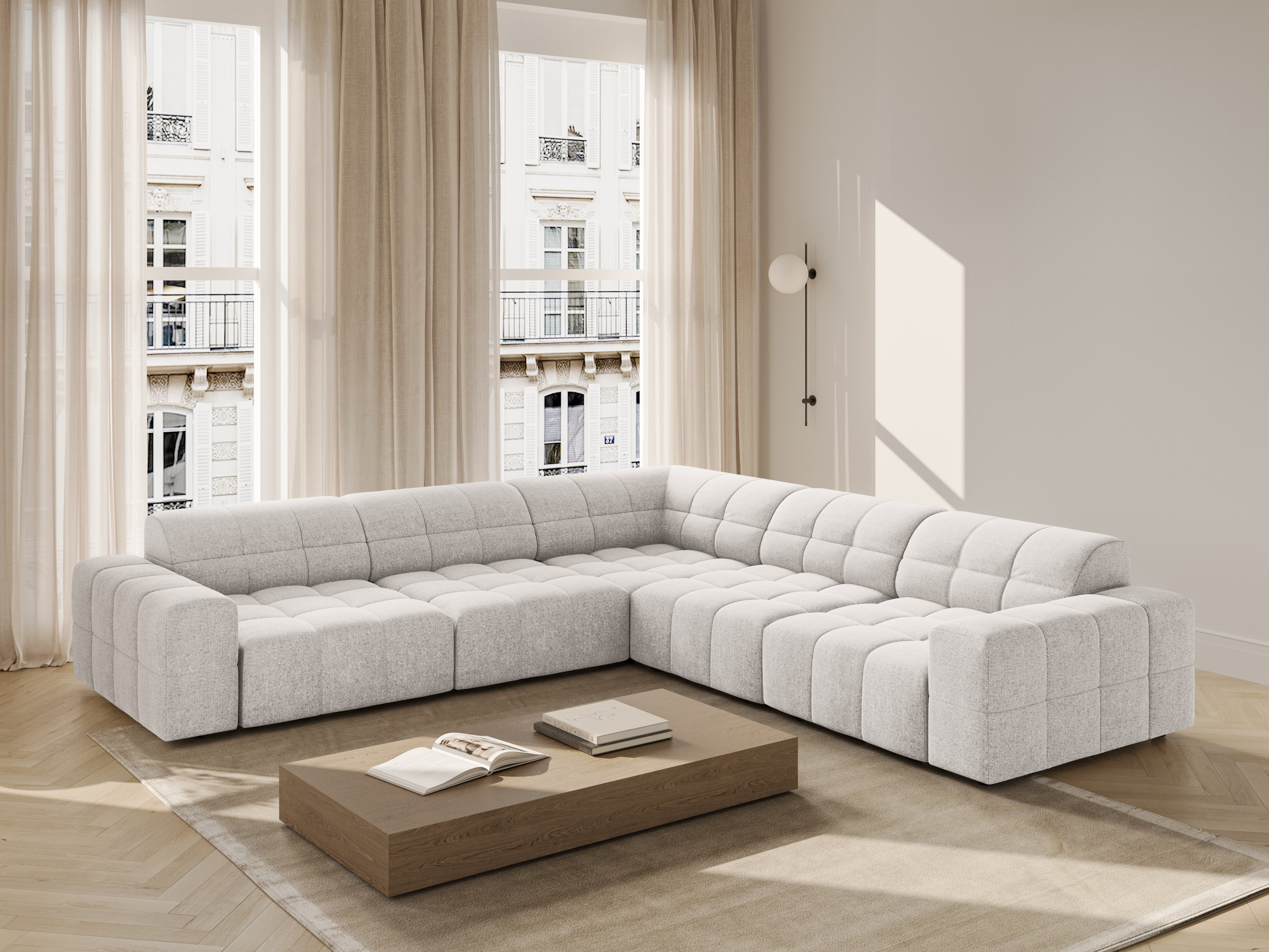 Symmetrical Corner Sofa CHICAGO Light Gray Chenille