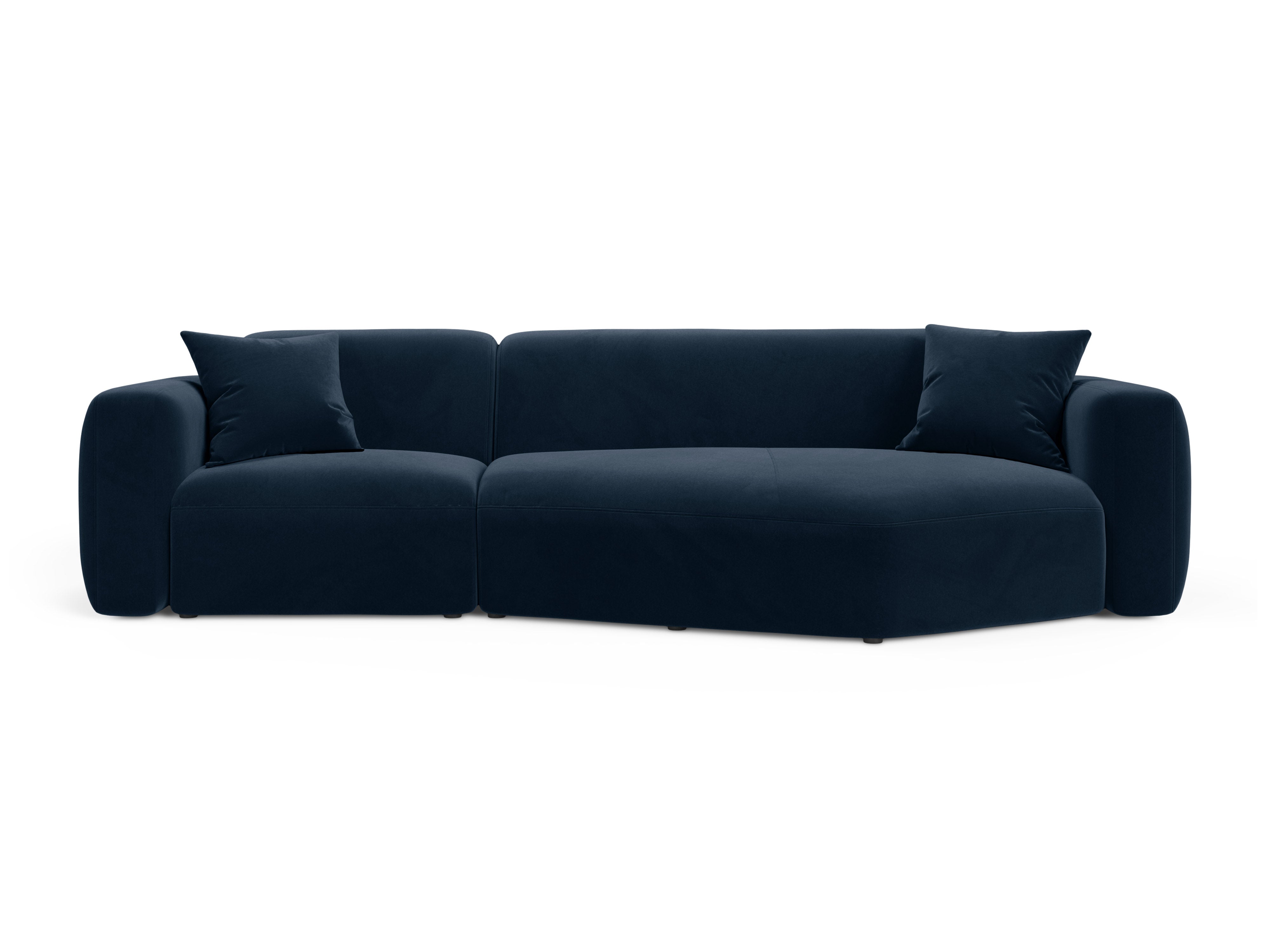 Right-facing velvet corner sofa STRINO navy blue