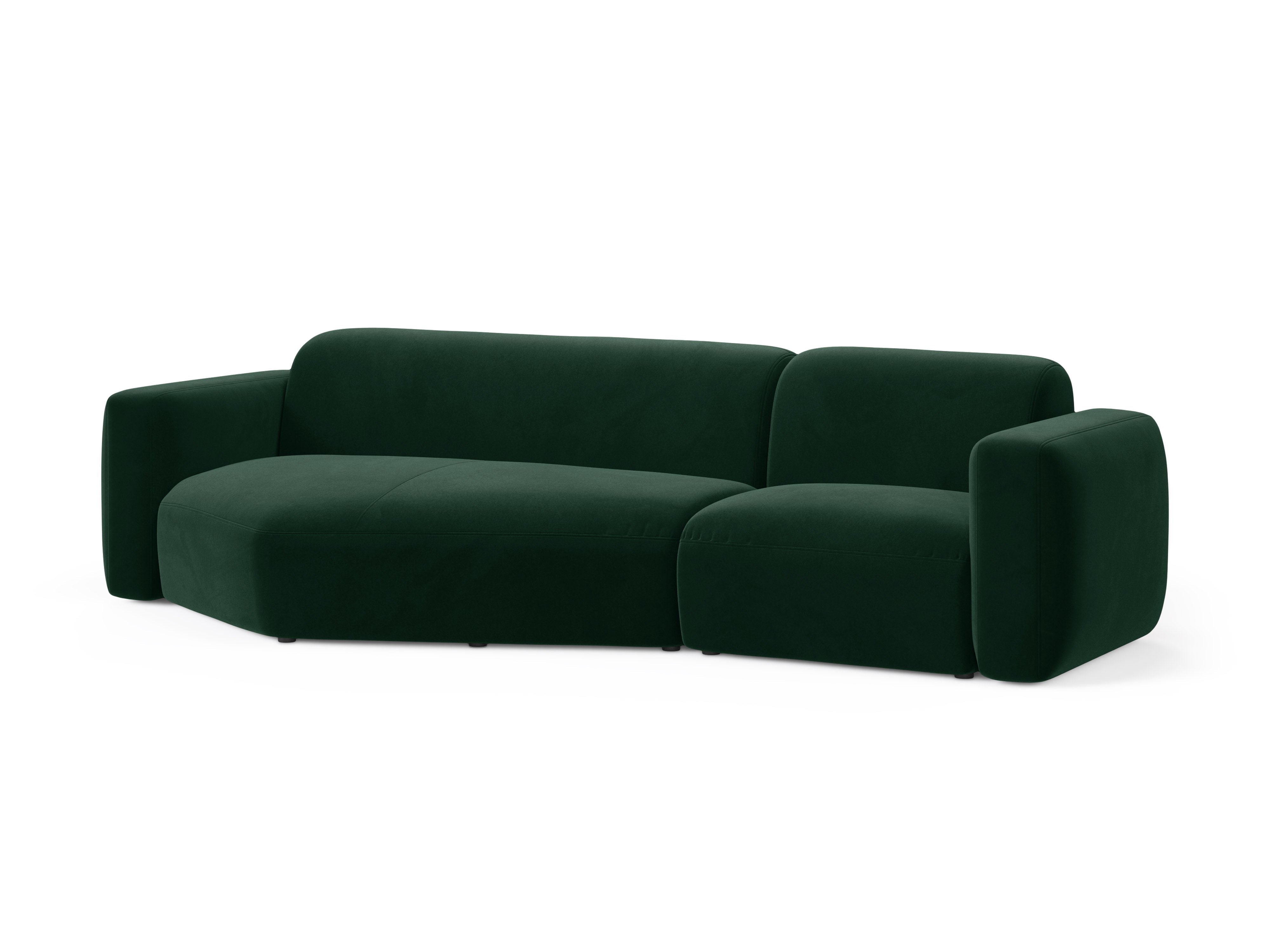 Left-facing velvet corner sofa STRINO bottle green