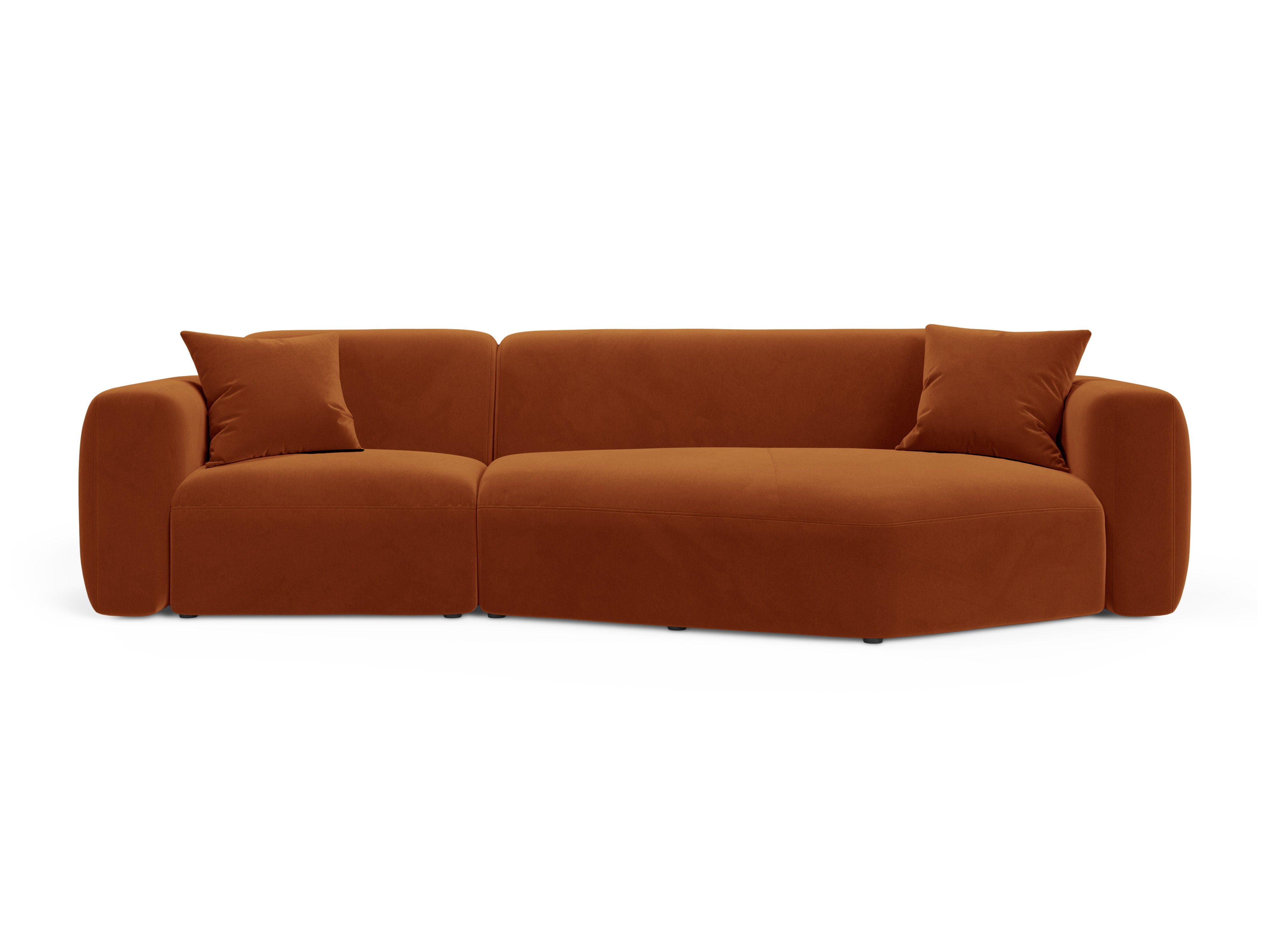 Right-facing velvet corner sofa STRINO terracotta